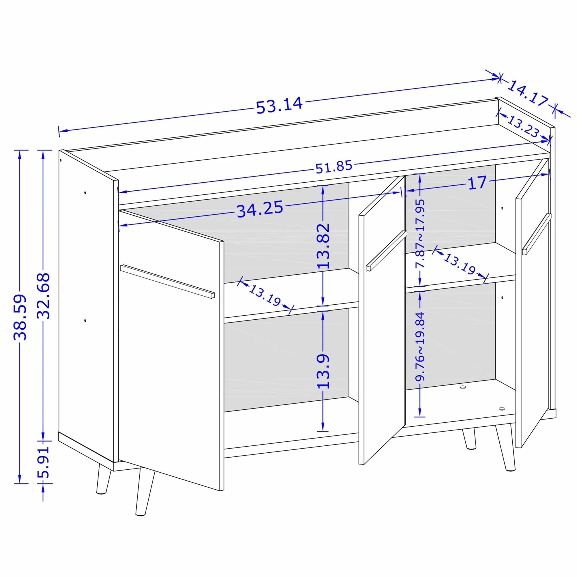 Bradley 53.54 Stand Buffet in Rustic Brown - Image 3