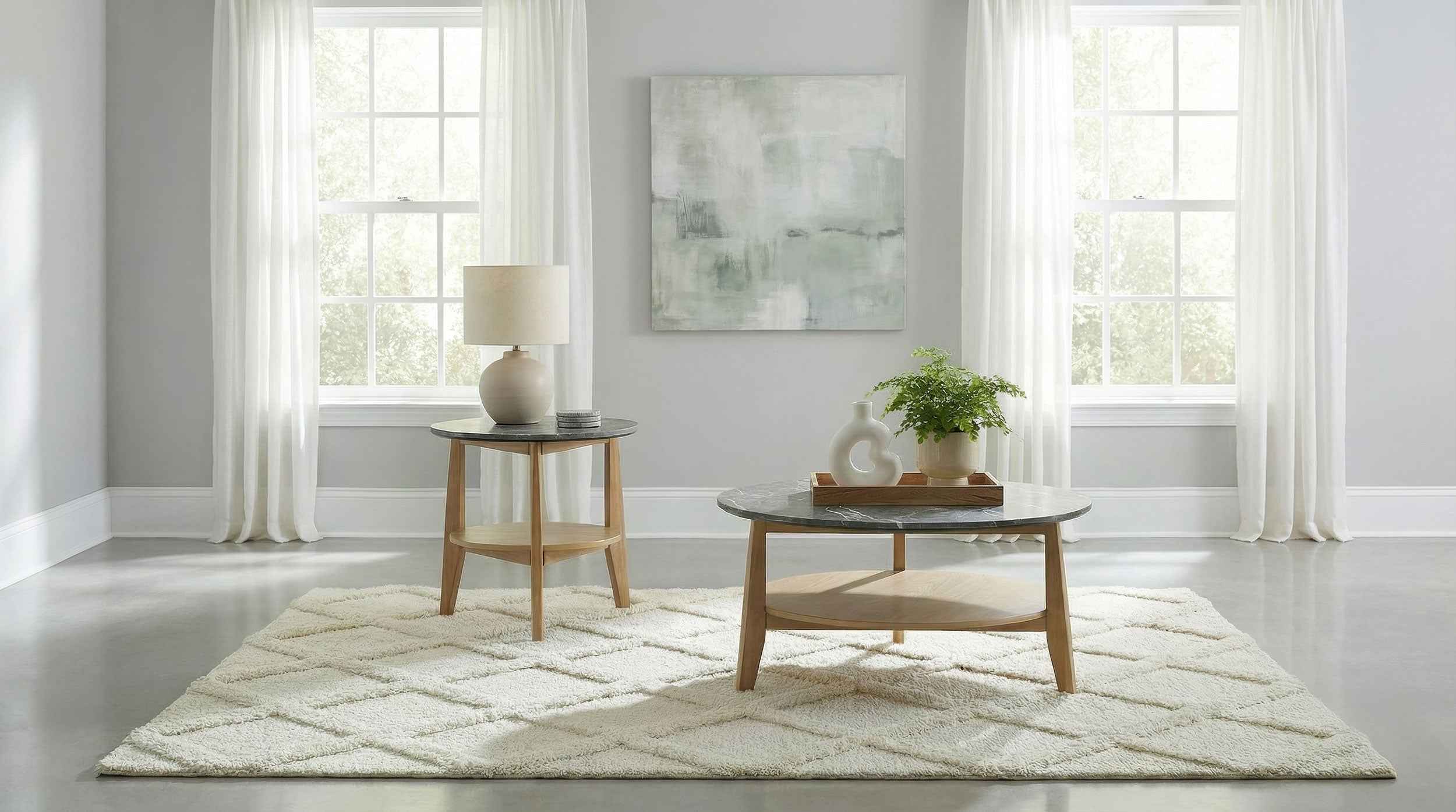 Bradley Grey/Natural 2-Piece Round SmartTop Coffee Table Set