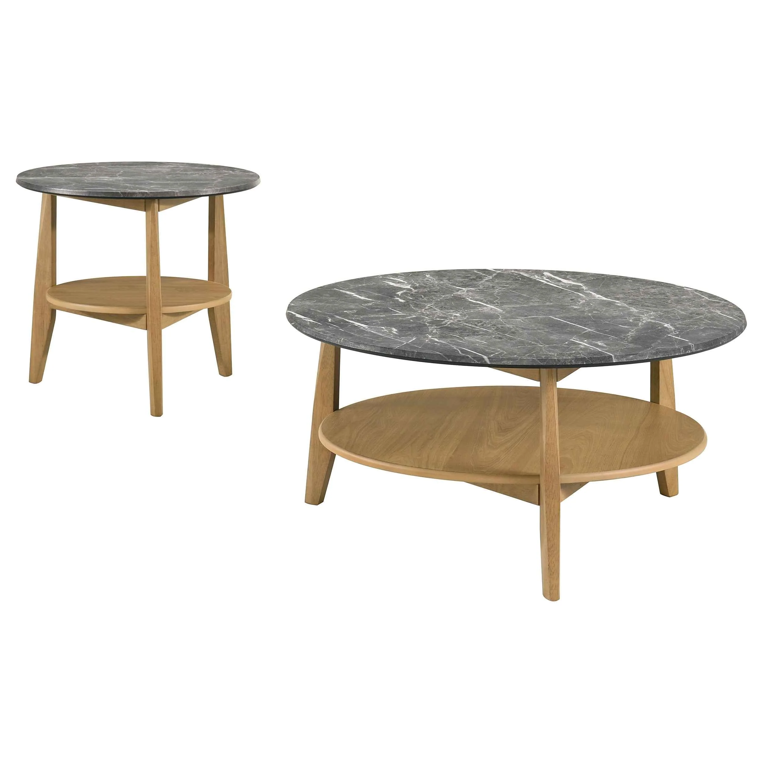 Bradley Grey/Natural 2-Piece Round SmartTop Coffee Table Set - Image 2