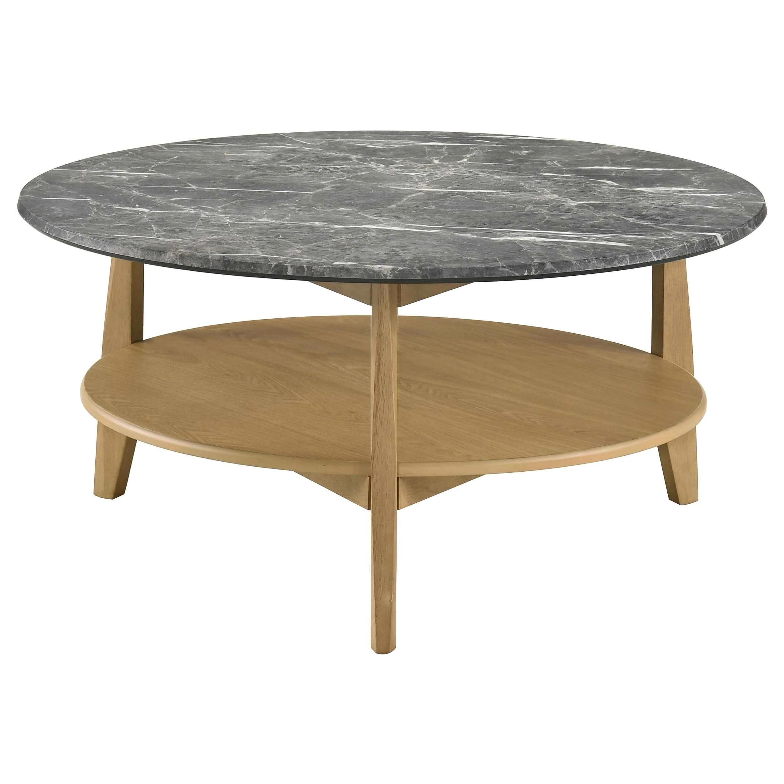Bradley Grey/Natural Round SmartTop Cocktail Coffee Table - Image 3