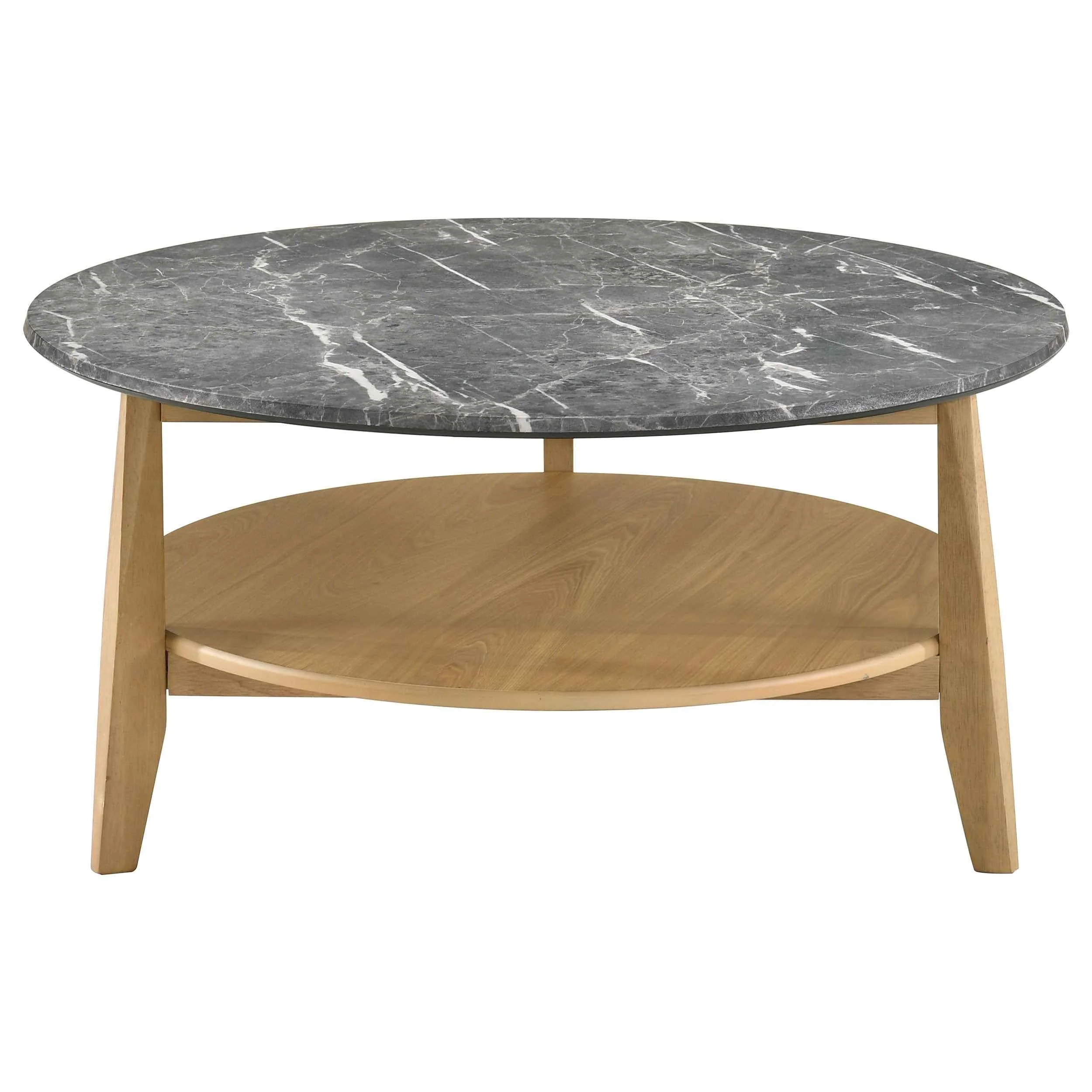 Bradley Grey/Natural Round SmartTop Cocktail Coffee Table - Image 4