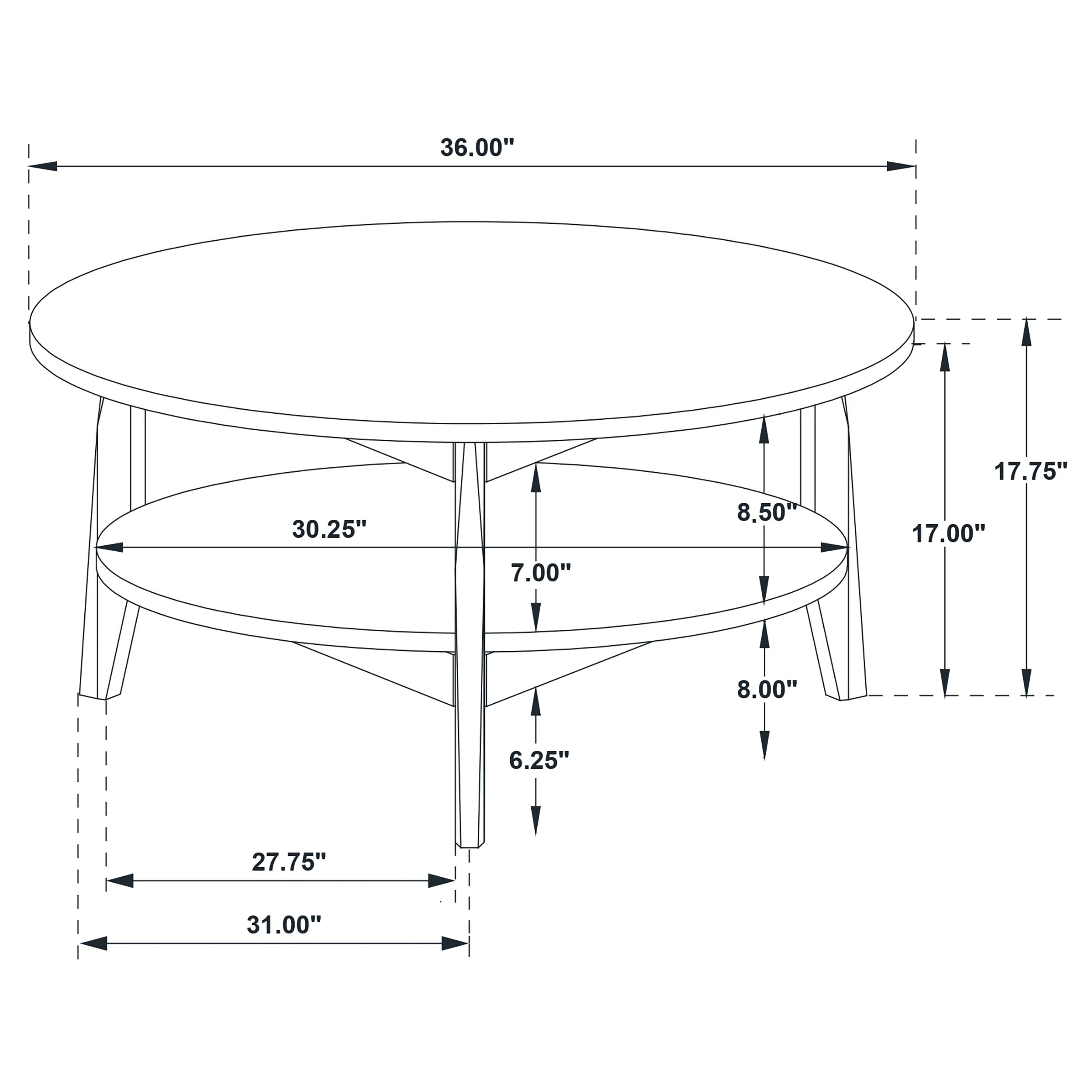 Bradley Grey/Natural Round SmartTop Cocktail Coffee Table - Image 9