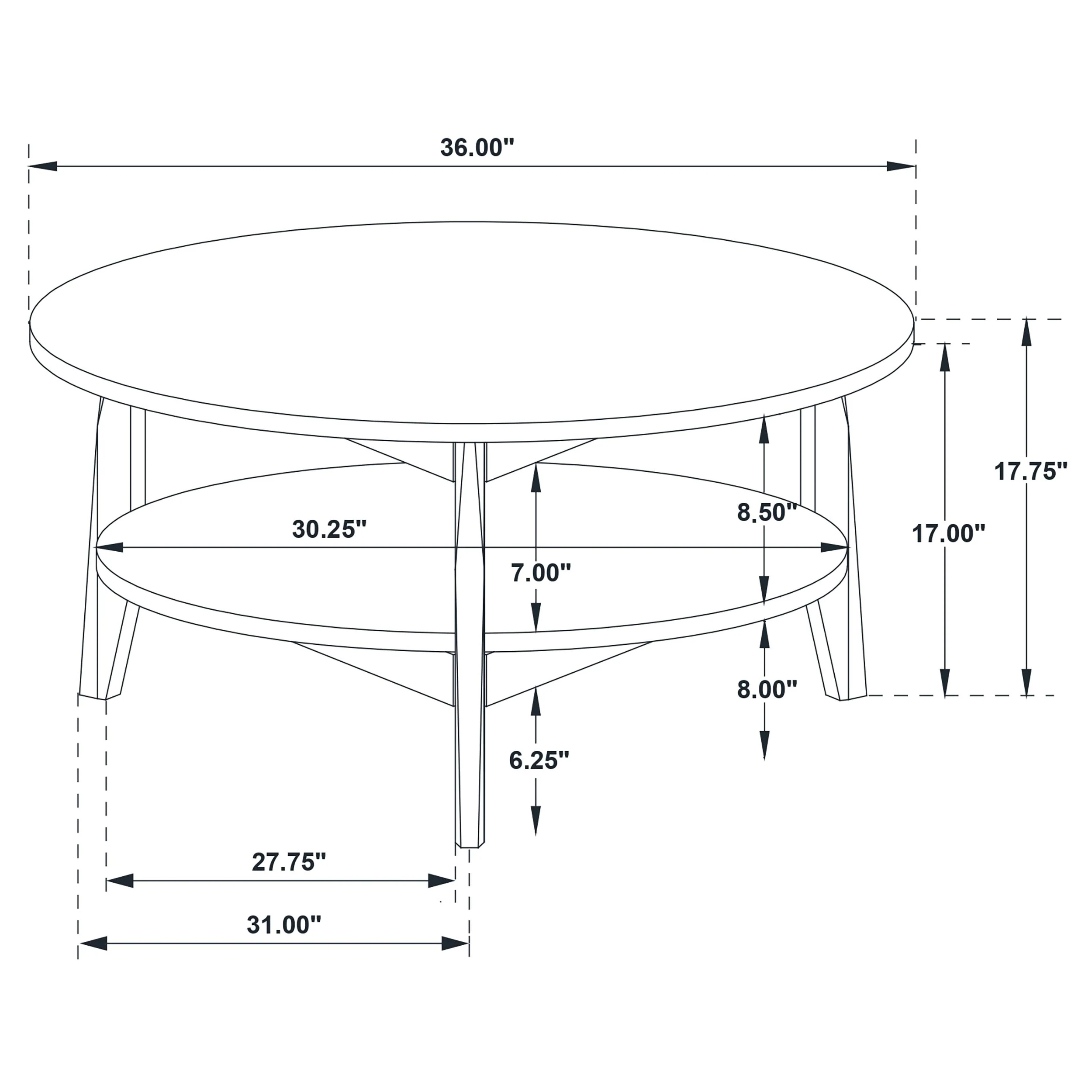 Bradley Smokey Grey/Brown Round SmartTop Cocktail Coffee Table - Image 9