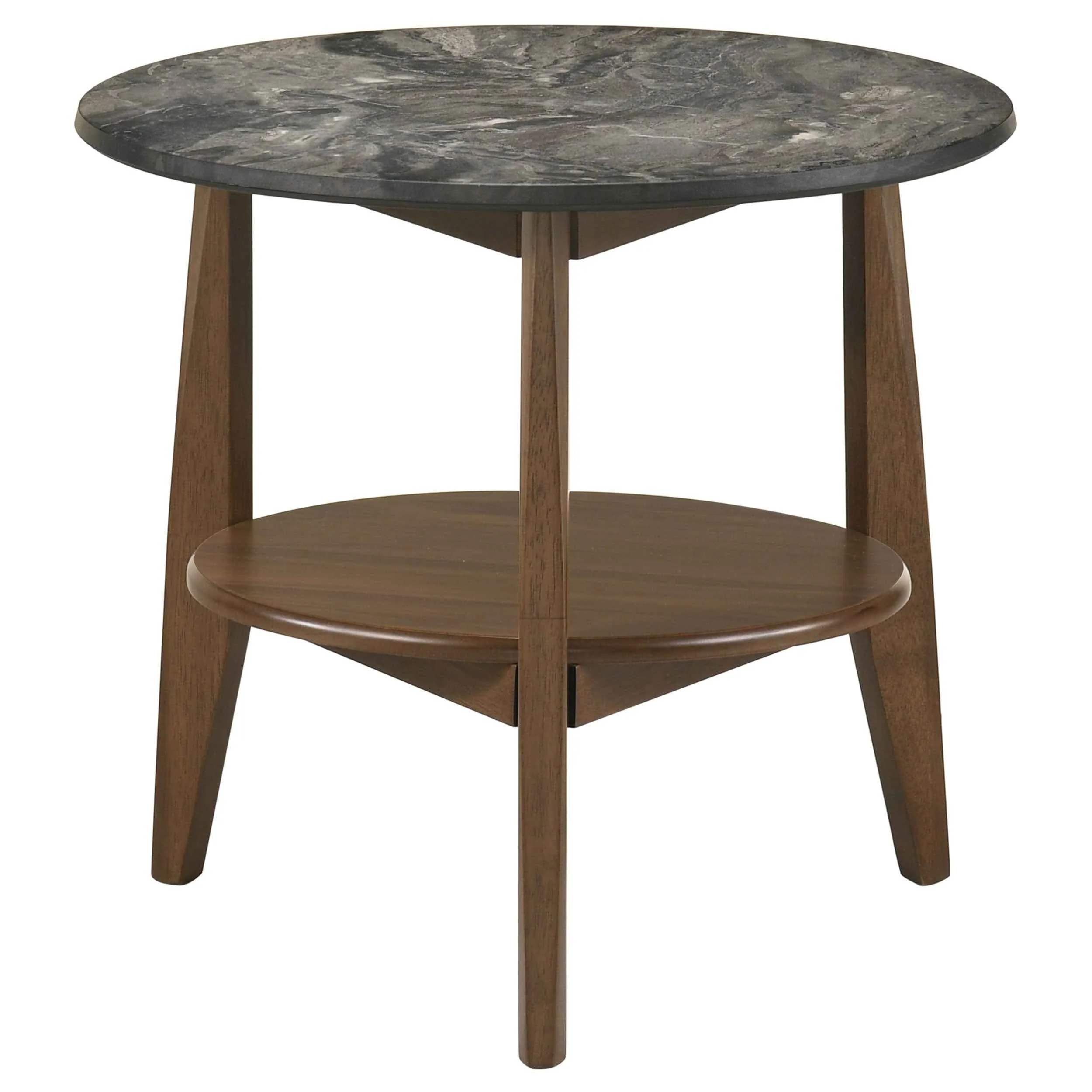 Bradley Smokey Grey/Brown Round SmartTop End Side Table - Image 3