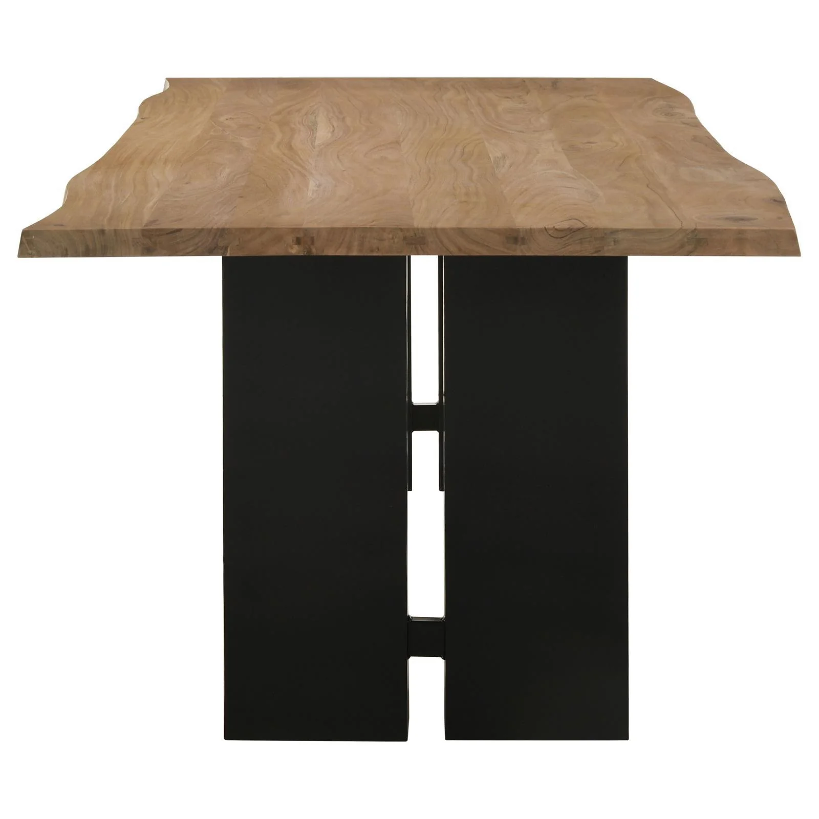 Bradshaw Natural Acacia and Black Rectangular Live Edge Dining Table - Image 3