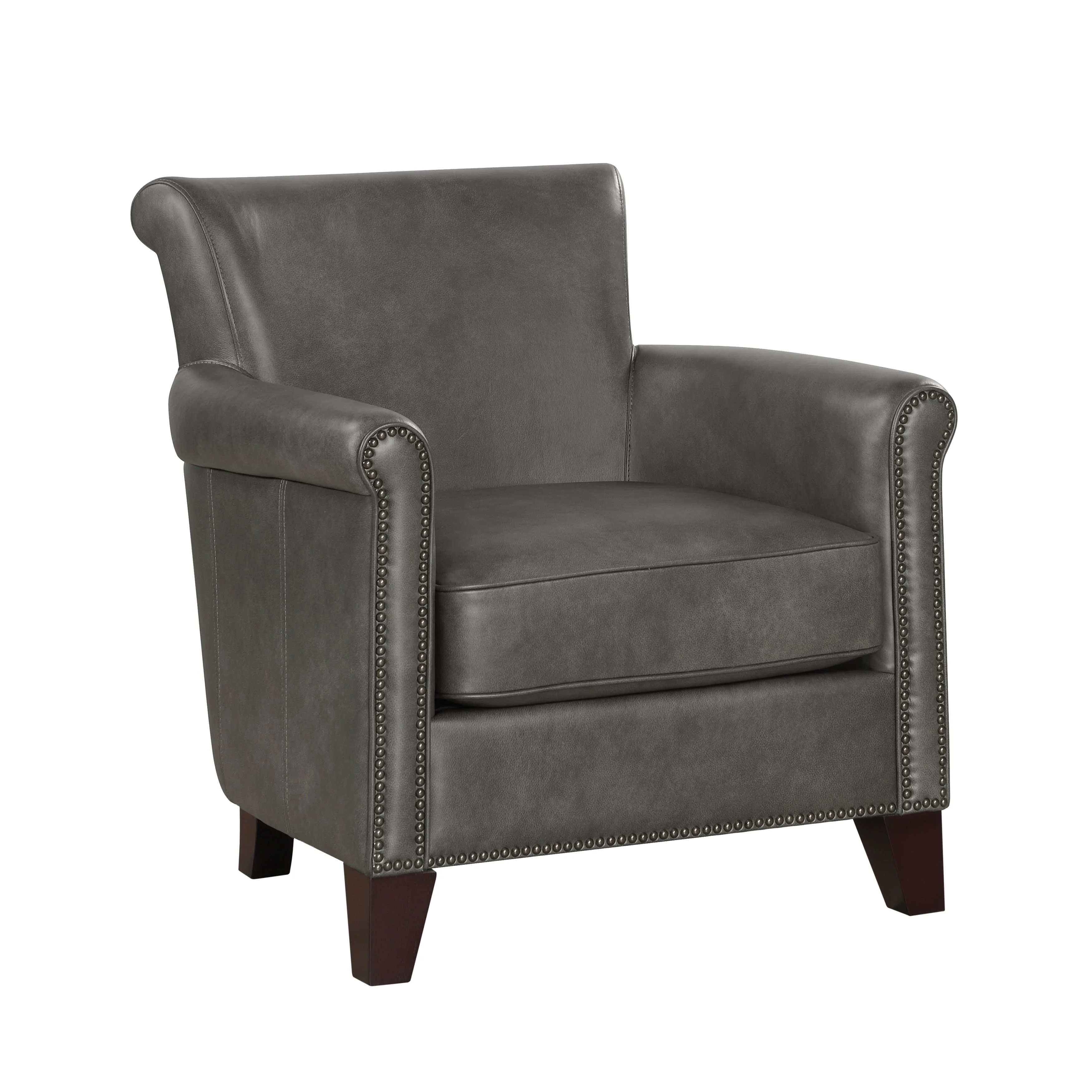 Braintree Gray Top-Grain Leather Accent Chair - Image 2