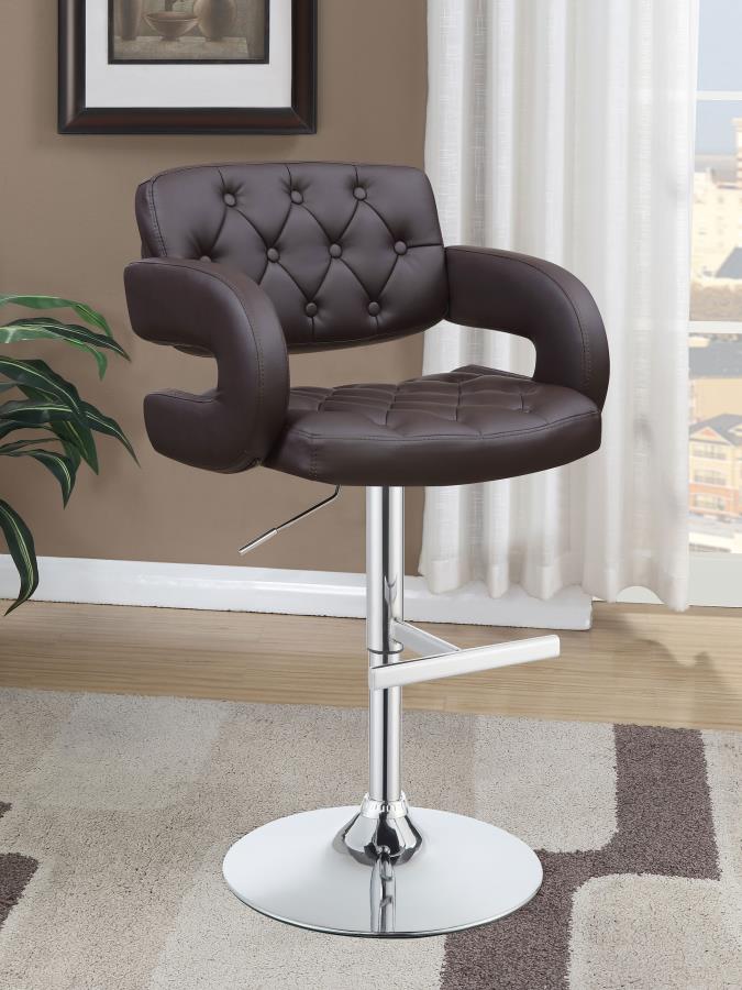 Brandi Chrome/Brown 29" Adjustable Height Bar Stool