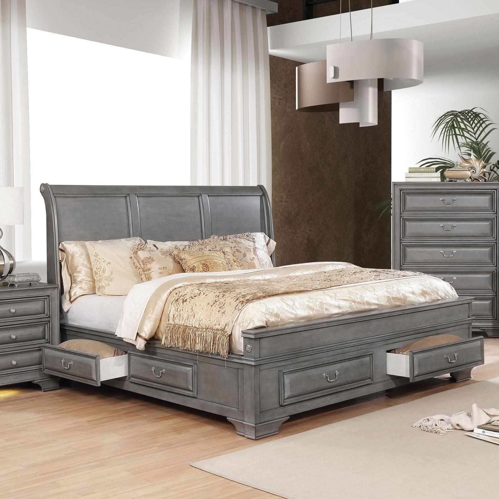 Brandt Gray Queen Storage Platform Bed