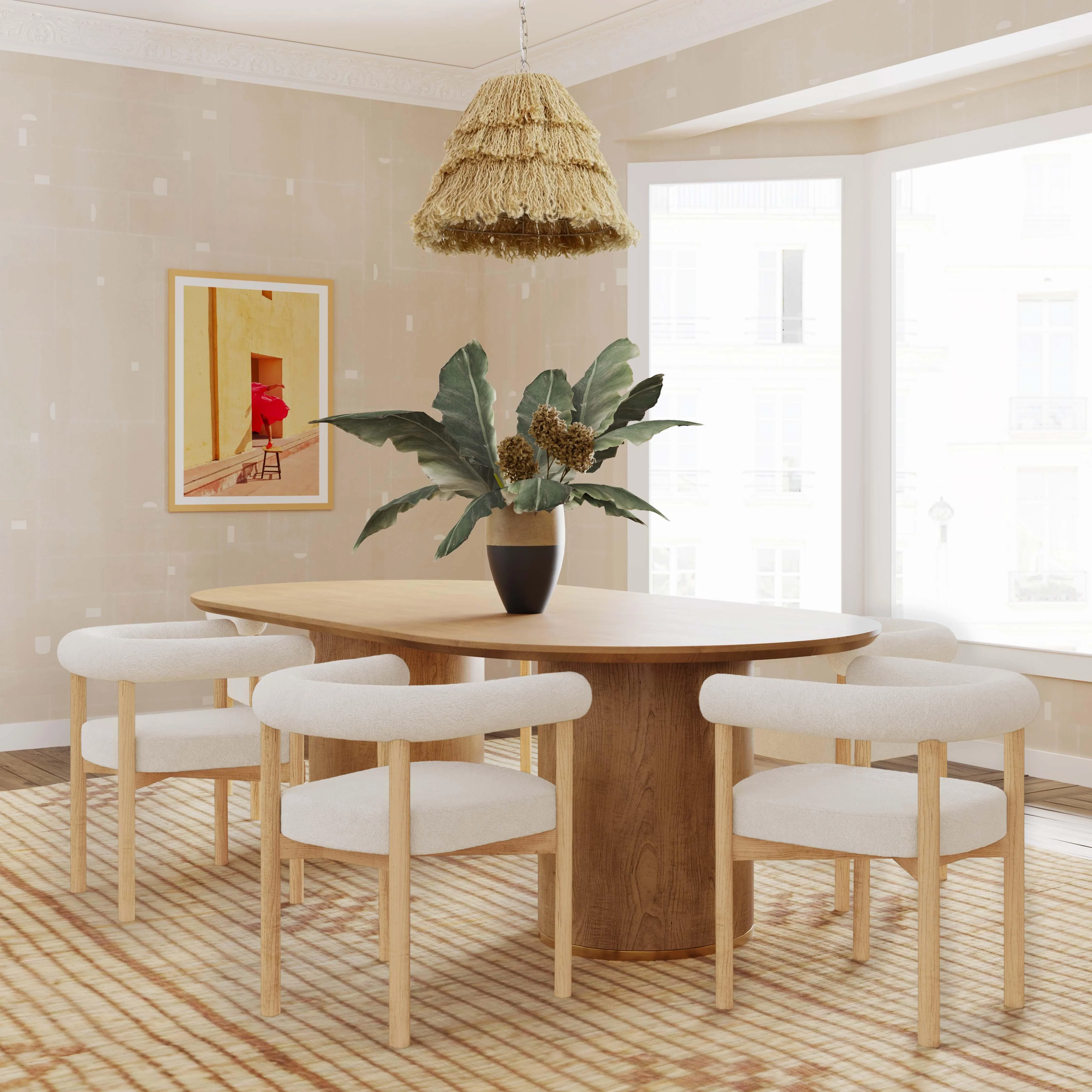 Brandy Natural Ash Wood 95" Oval Dining Table - Image 3