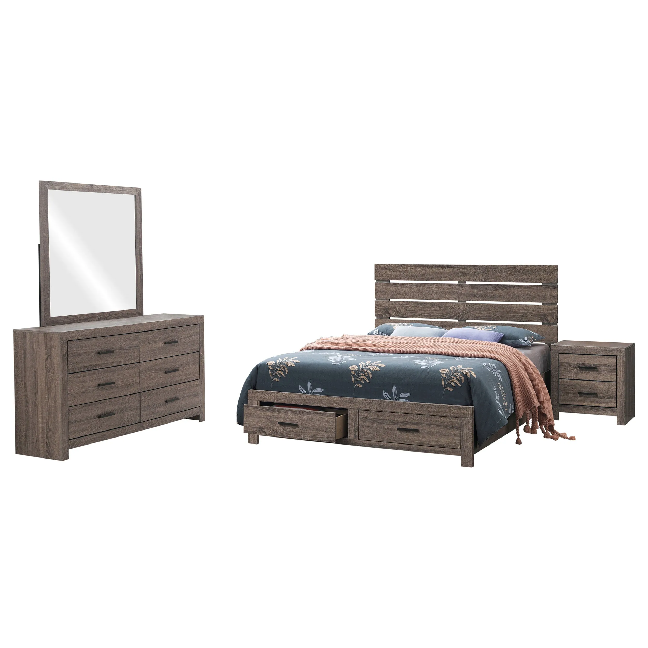 Brantford Barrel Oak 4-Piece Queen Storage Bedroom Set - Image 2