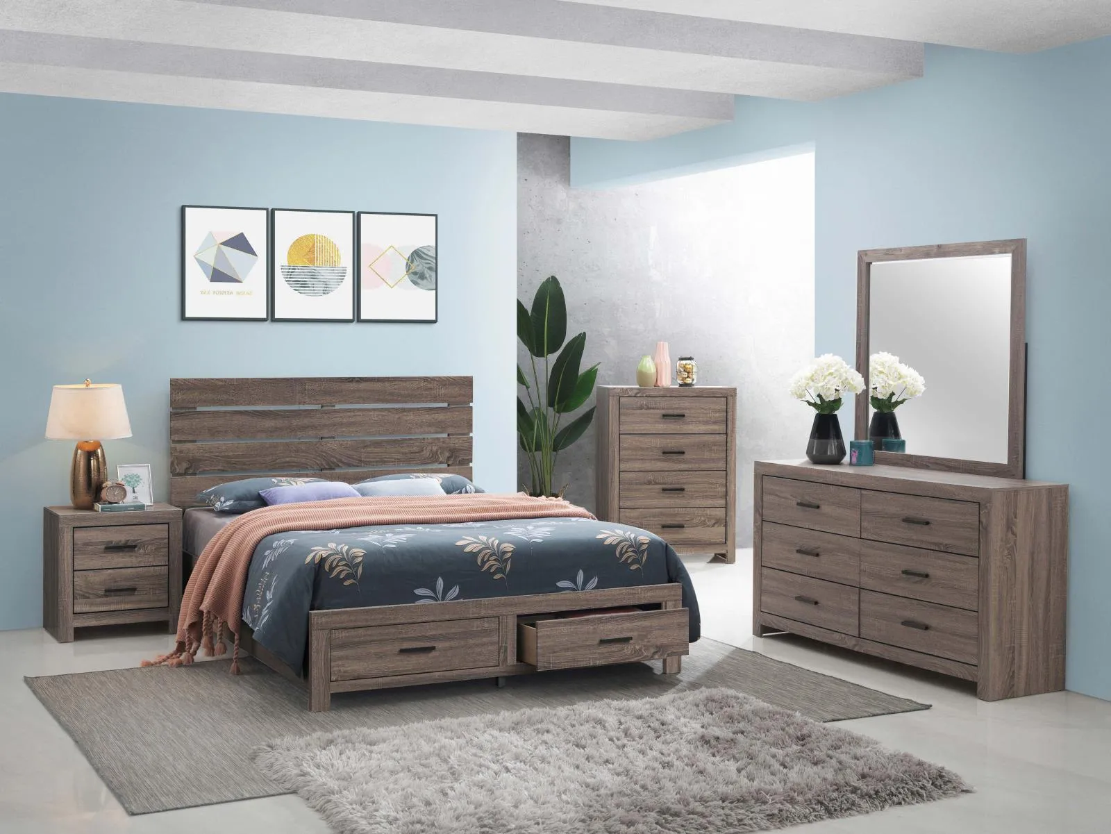Brantford Barrel Oak Eastern King Storage Bed - Image 5