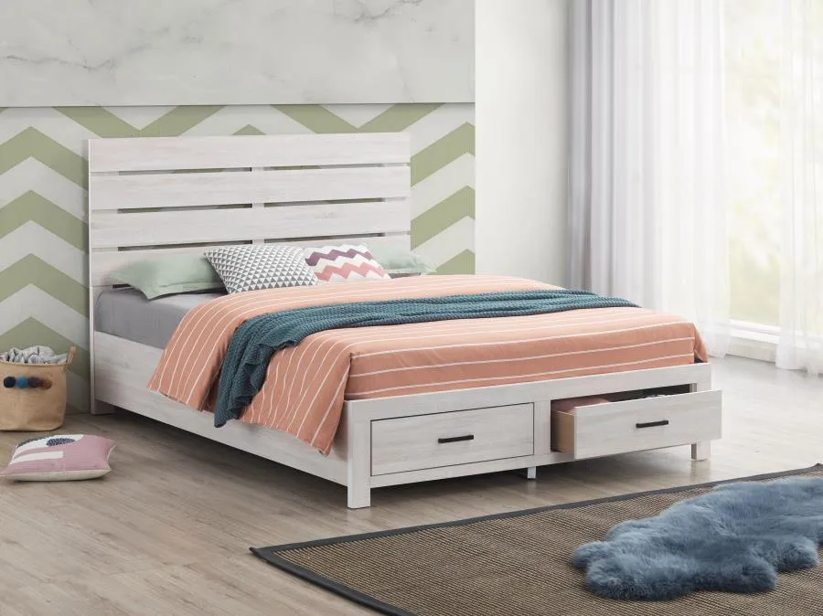 Brantford Coastal White Eastern King Storage Bed
