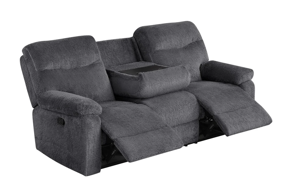Bravo Gray Fabric Reclining Living Room Set - Image 3