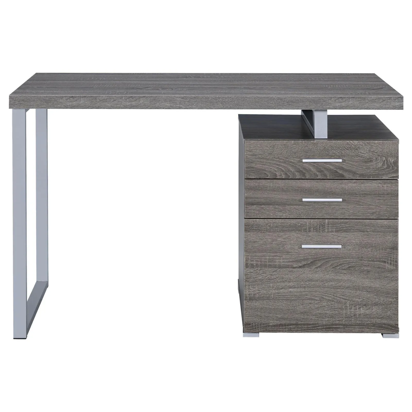 Brennan Weathered Gray 3-Drawer Office Desk - Image 5
