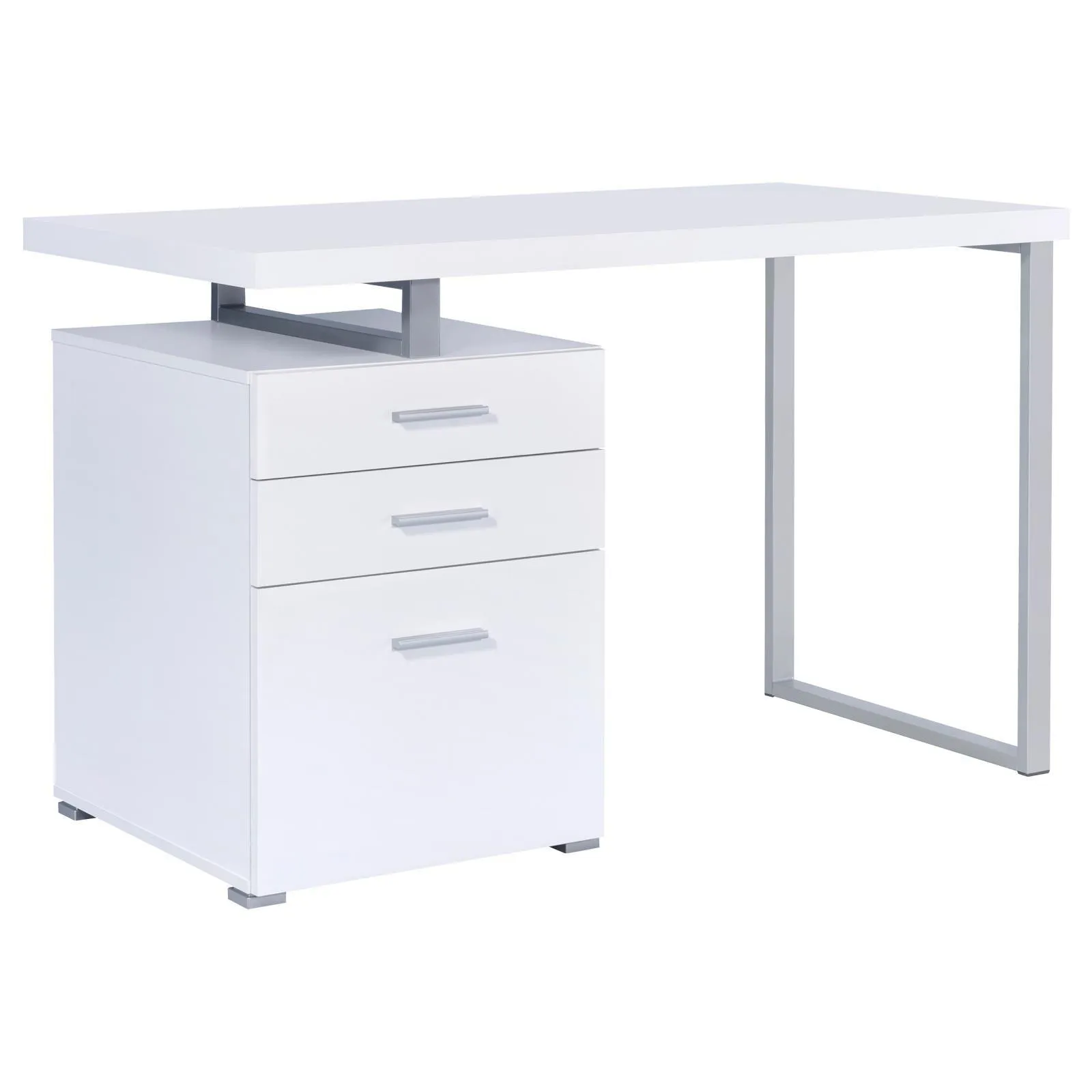 Brennan White 3-Drawer Office Desk - Image 2