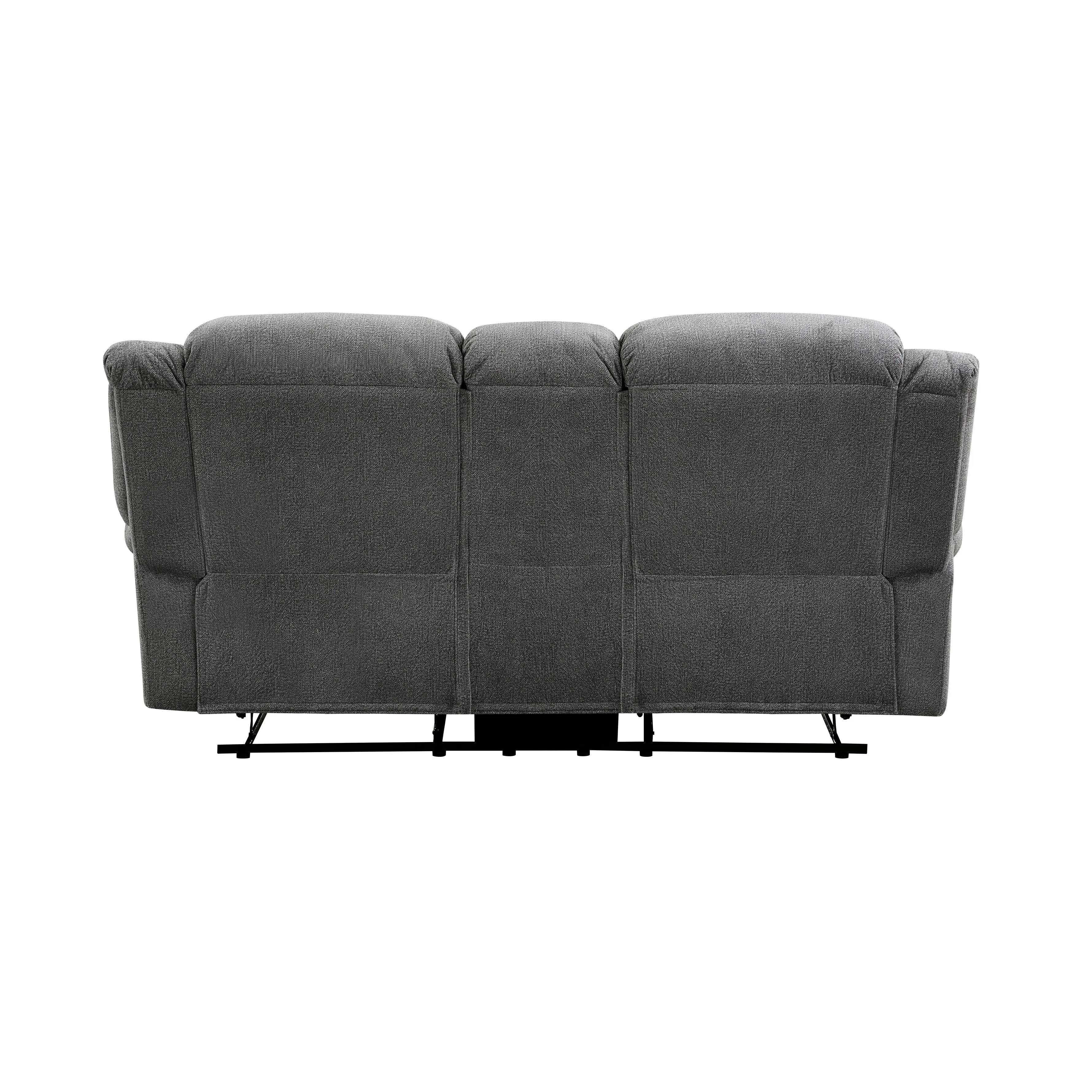Brennen Charcoal Double Reclining Loveseat with Center Console - Image 4