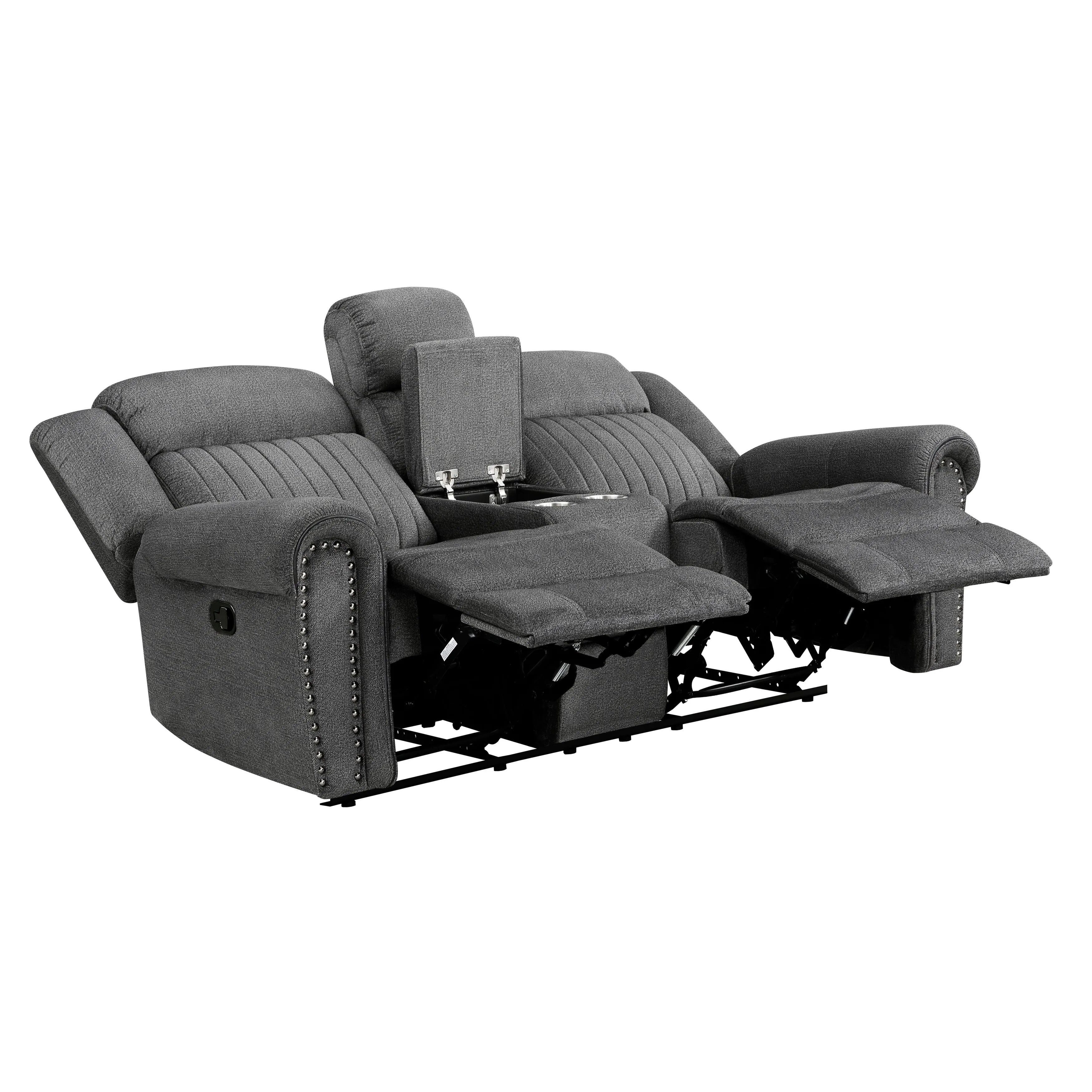 Brennen Charcoal Double Reclining Loveseat with Center Console - Image 5