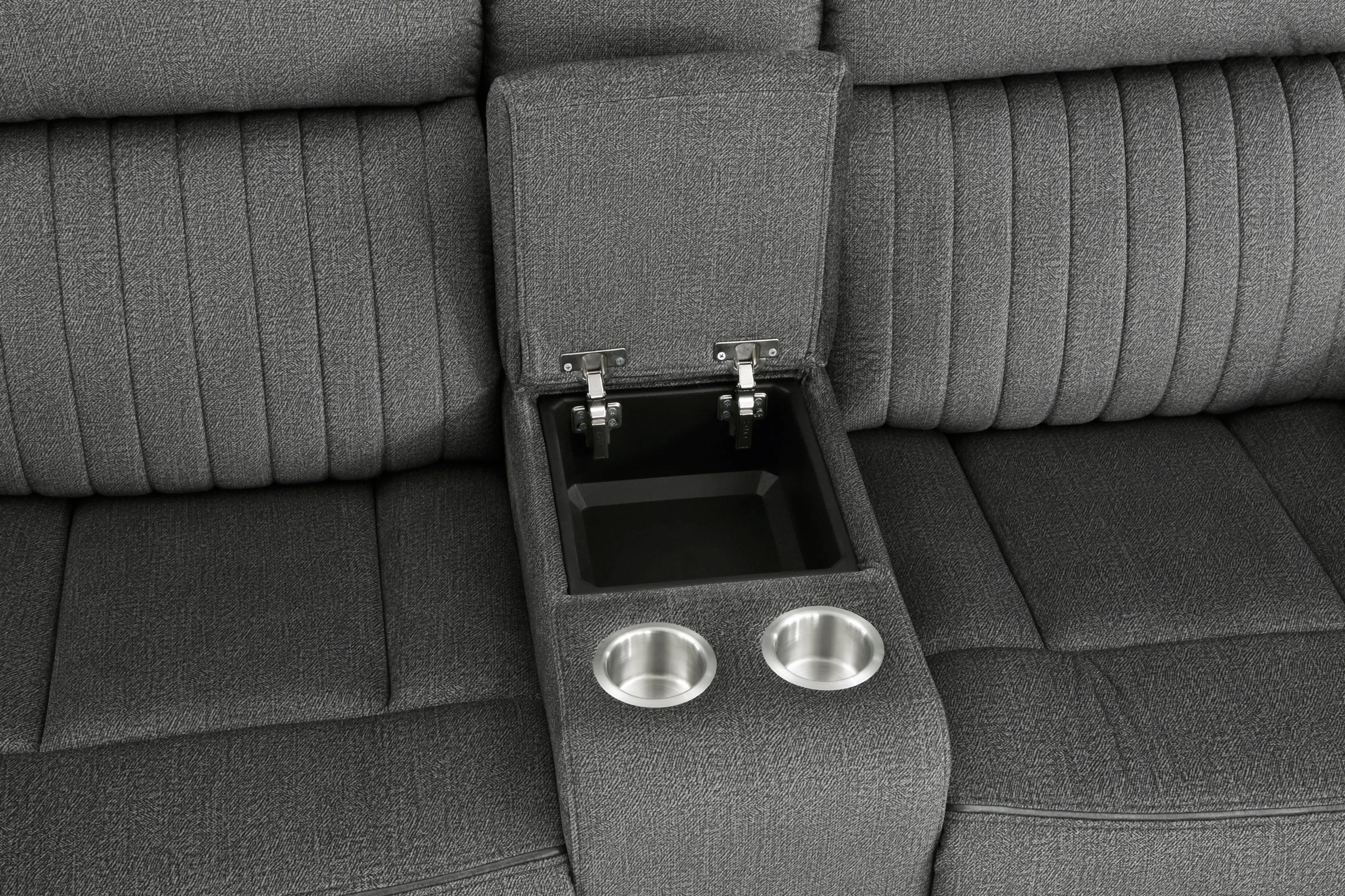 Brennen Charcoal Double Reclining Loveseat with Center Console - Image 6