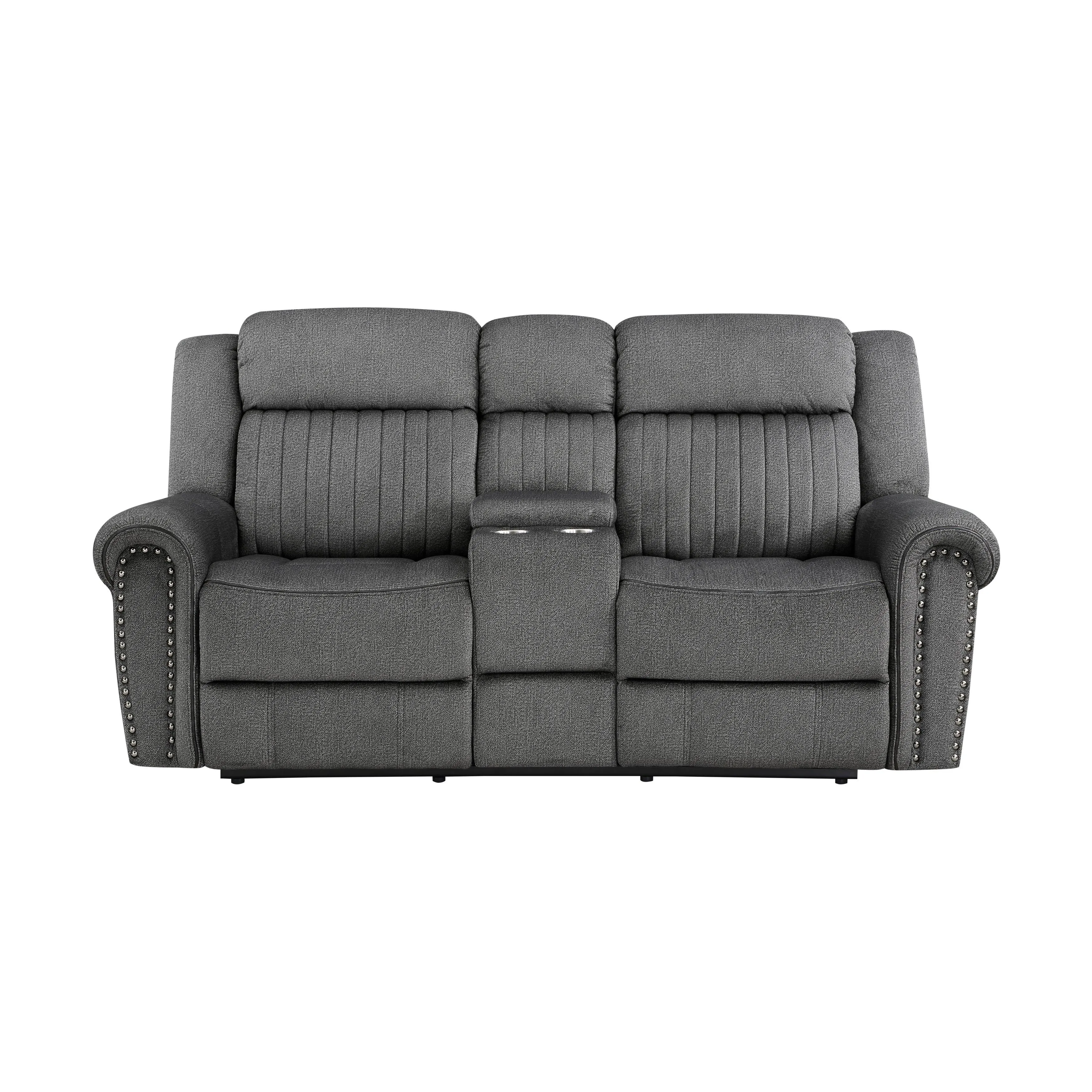 Brennen Charcoal Power Double Reclining Loveseat - Image 9