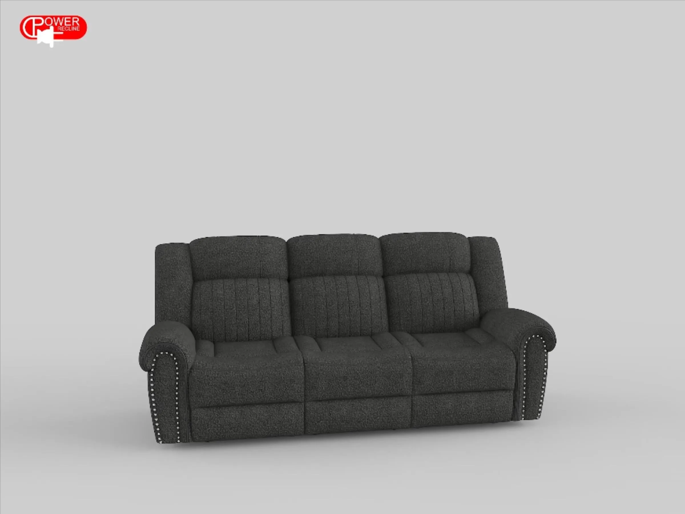 Brennen Charcoal Power Double Reclining Sofa - Image 3