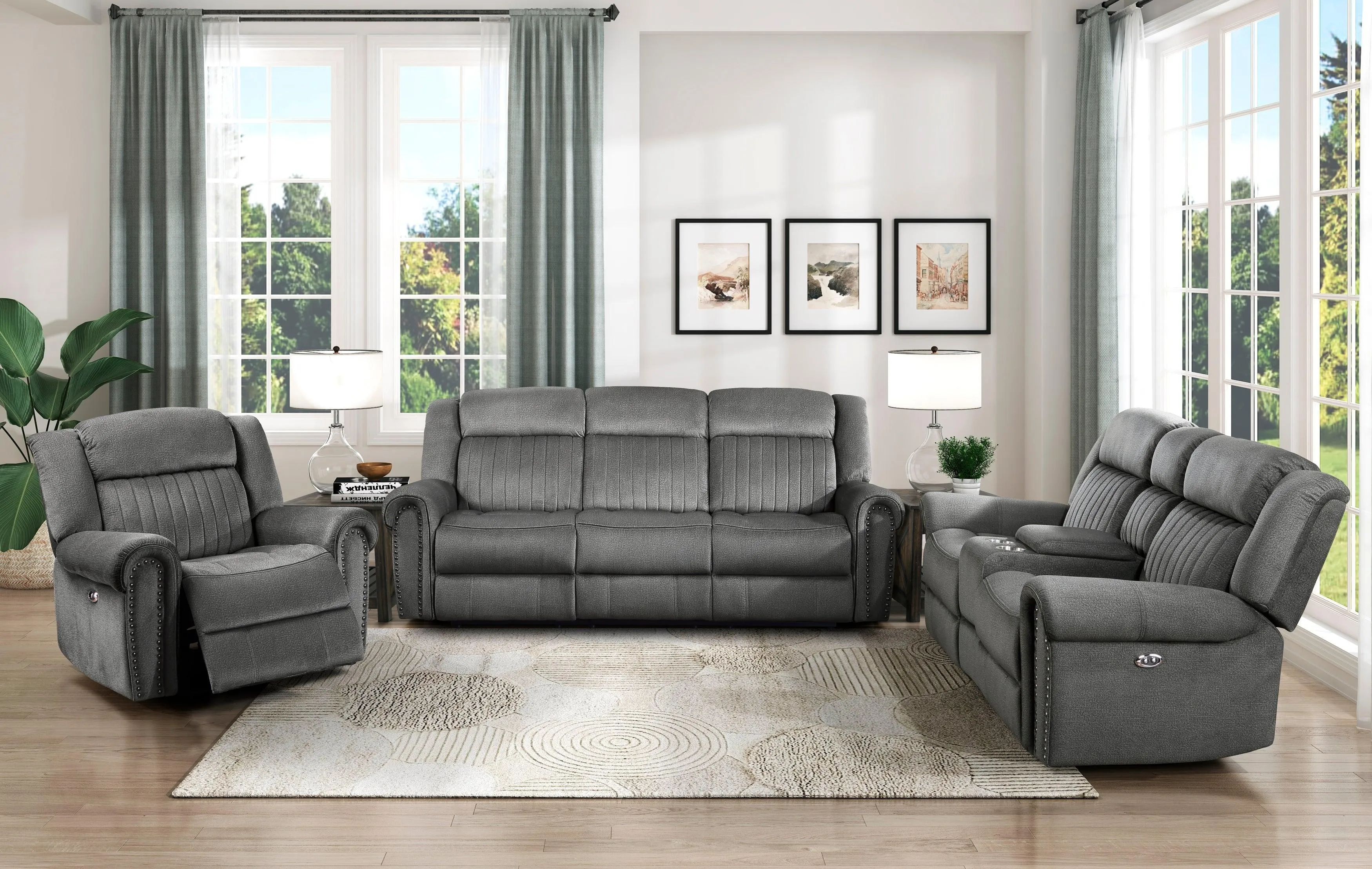 Brennen Charcoal Power Double Reclining Sofa - Image 7