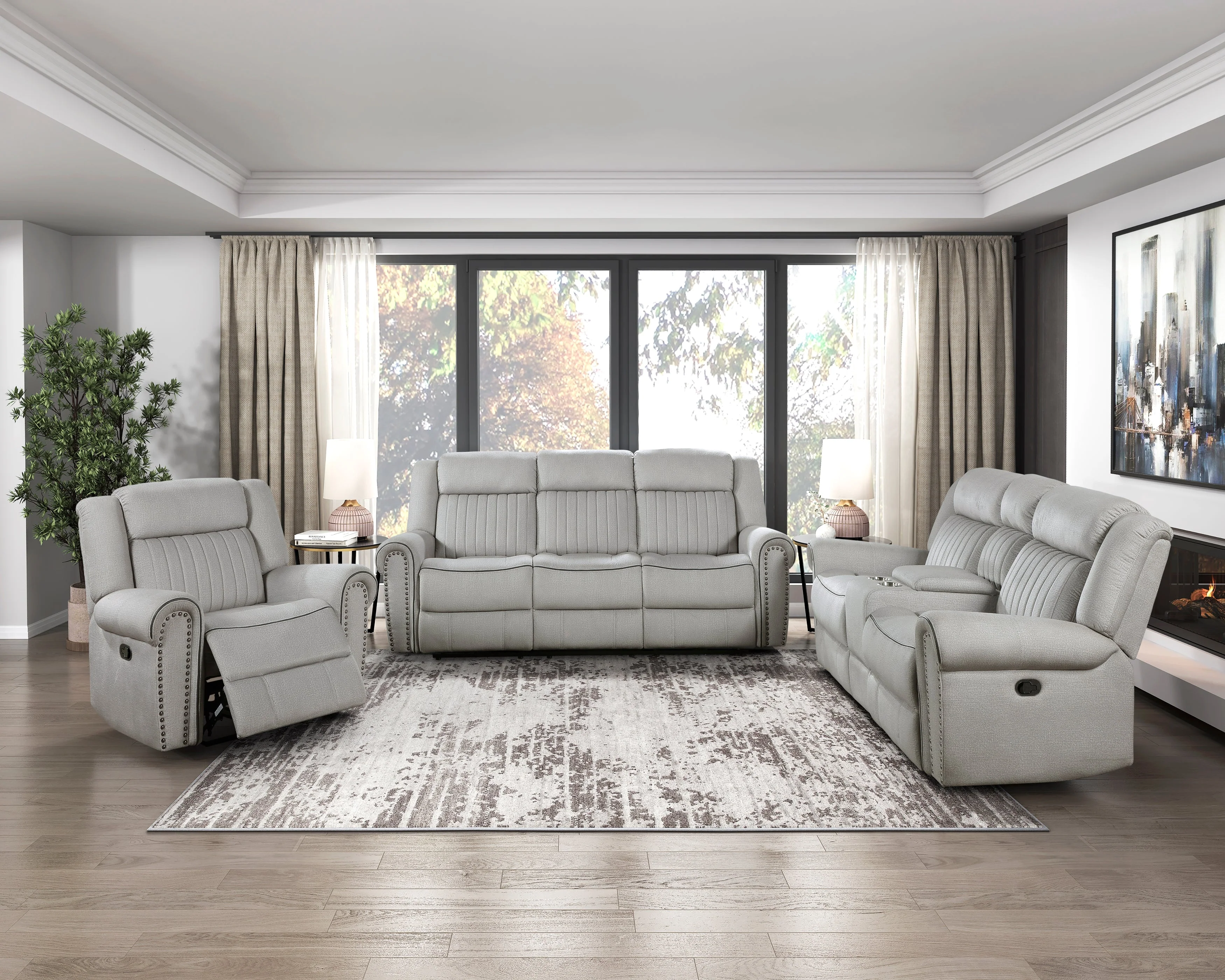 Brennen Mist Double Reclining Sofa - Image 9