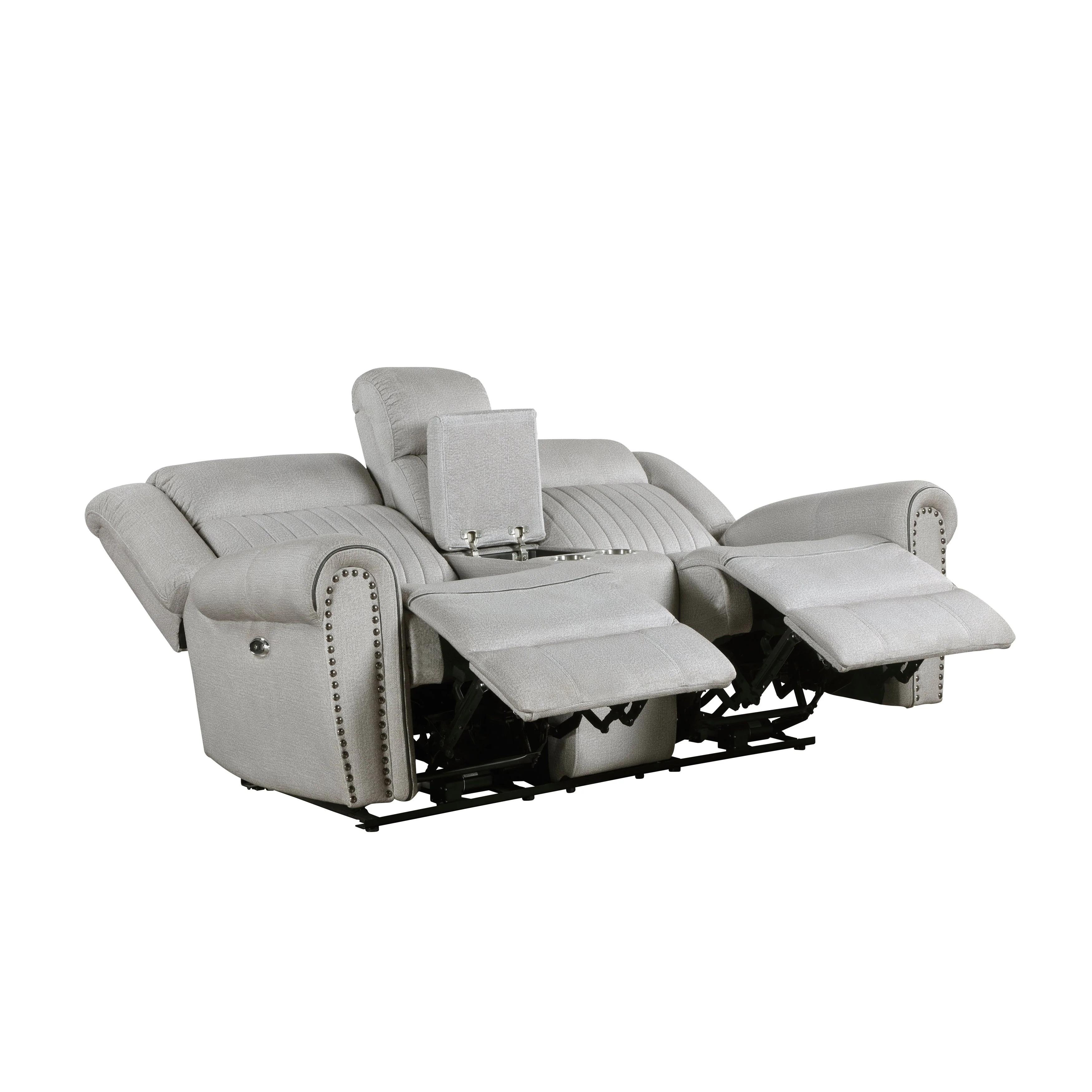 Brennen Mist Power Double Reclining Loveseat with Center Console - Image 4