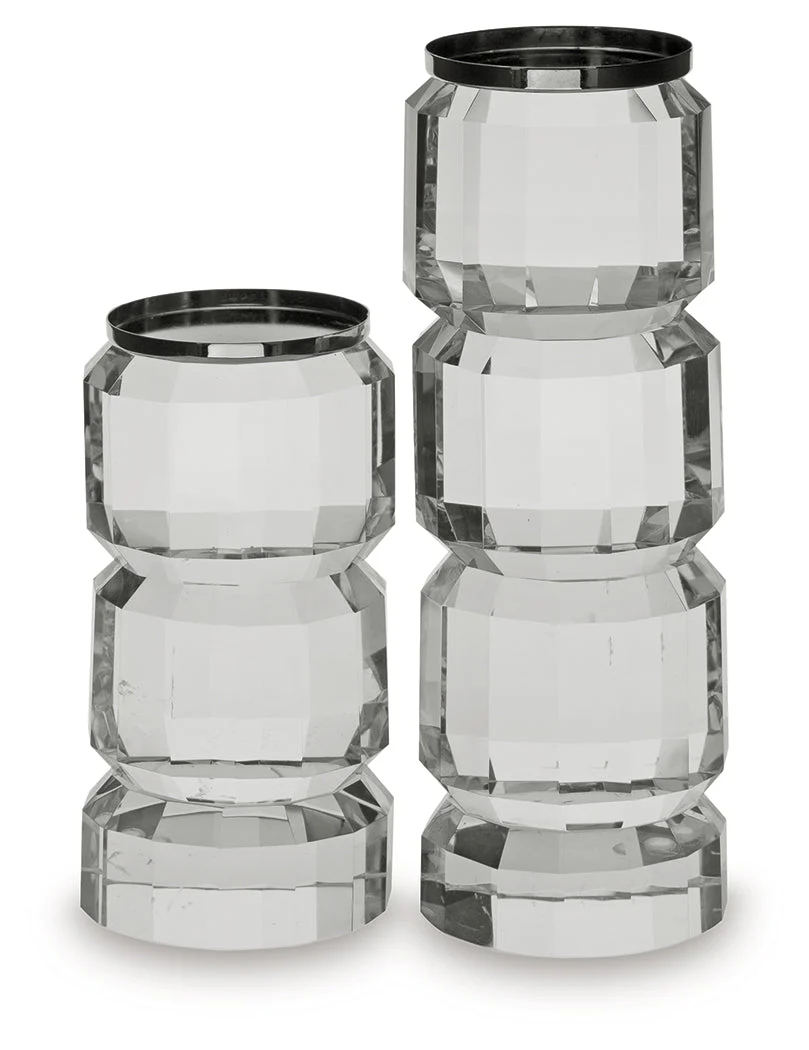 Brentley Clear/Silver Finish Candle Holder Set (Set of 2) - Image 2