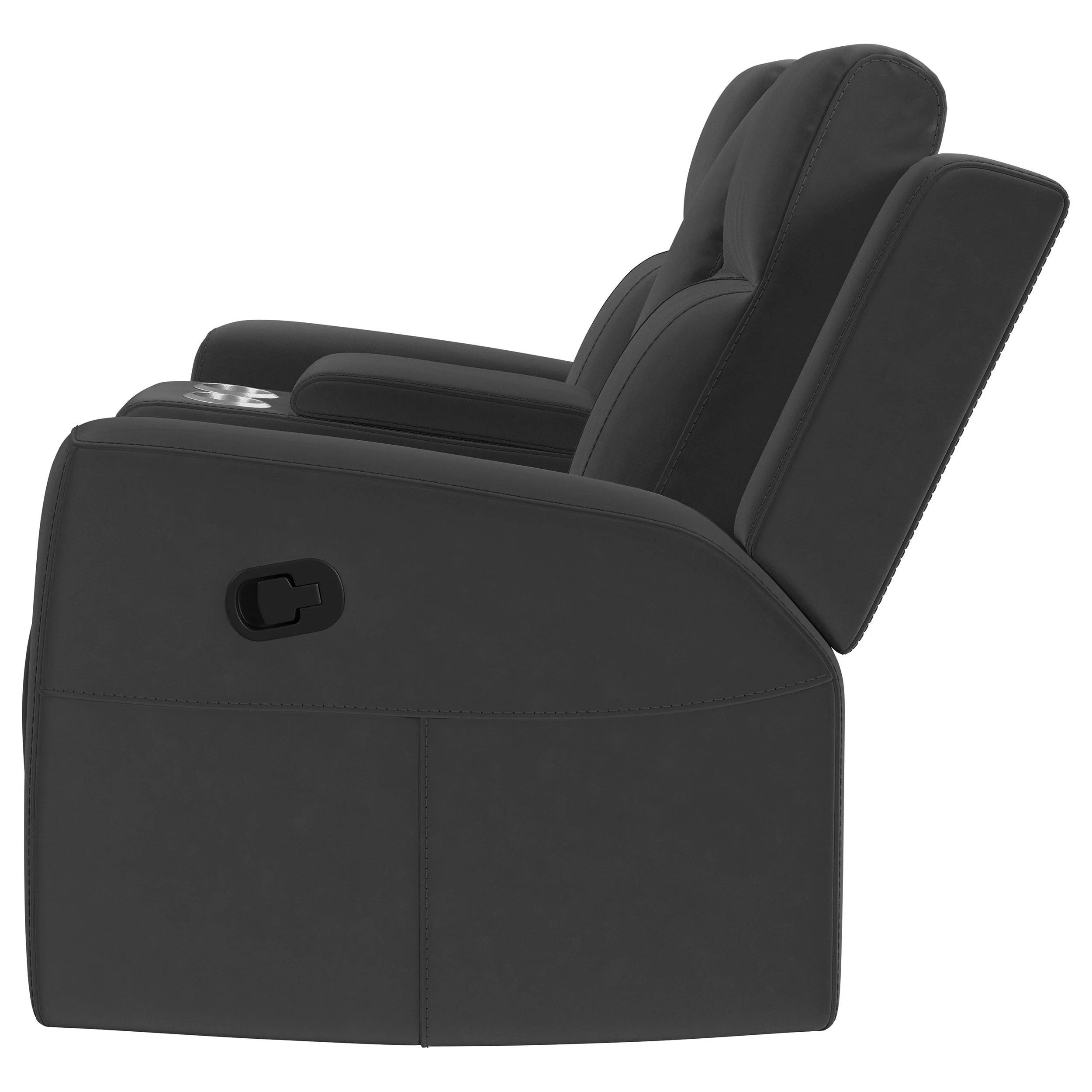 Brentwood Dark Charcoal Upholstered Motion Reclining Loveseat with Console - Image 4