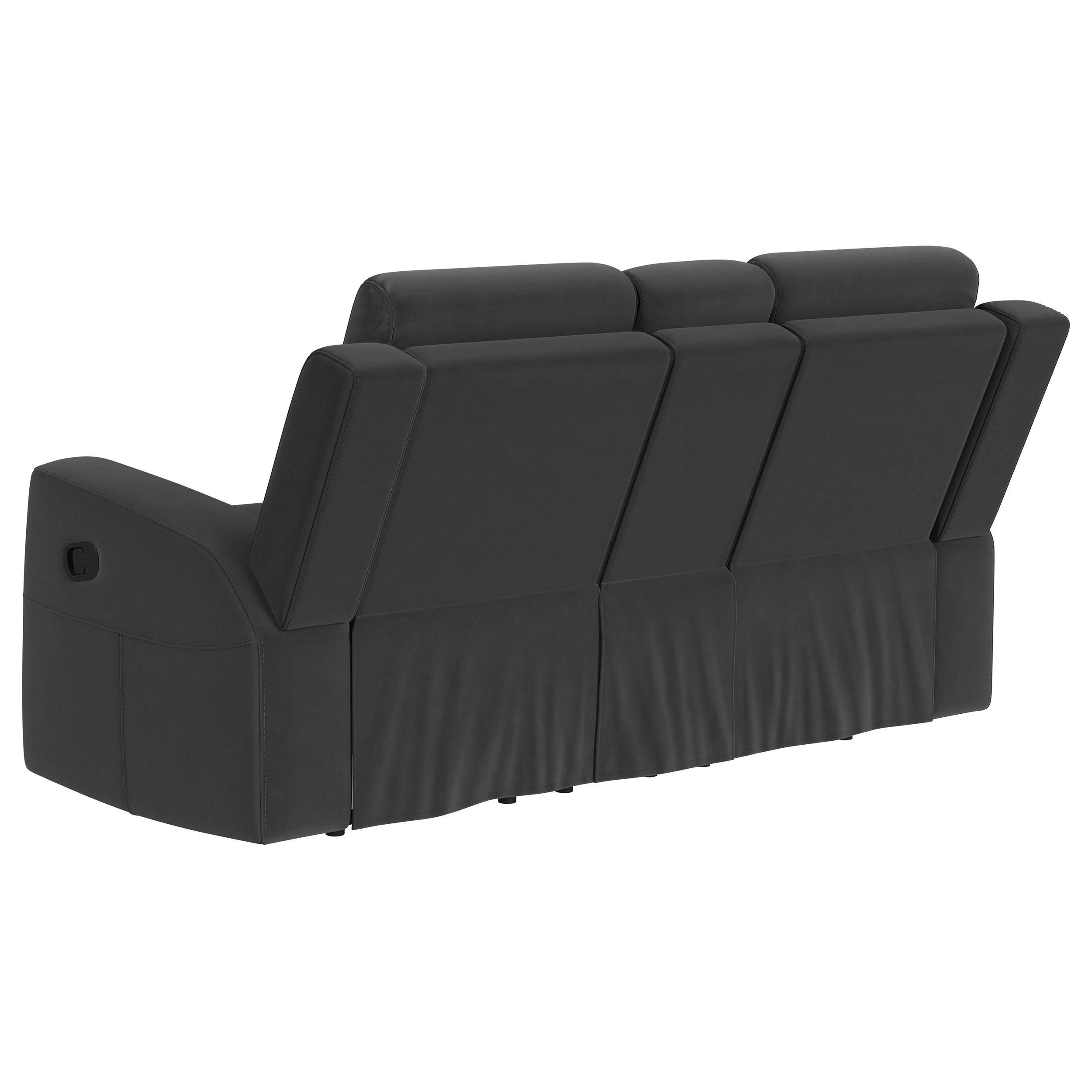 Brentwood Dark Charcoal Upholstered Motion Reclining Loveseat with Console - Image 5