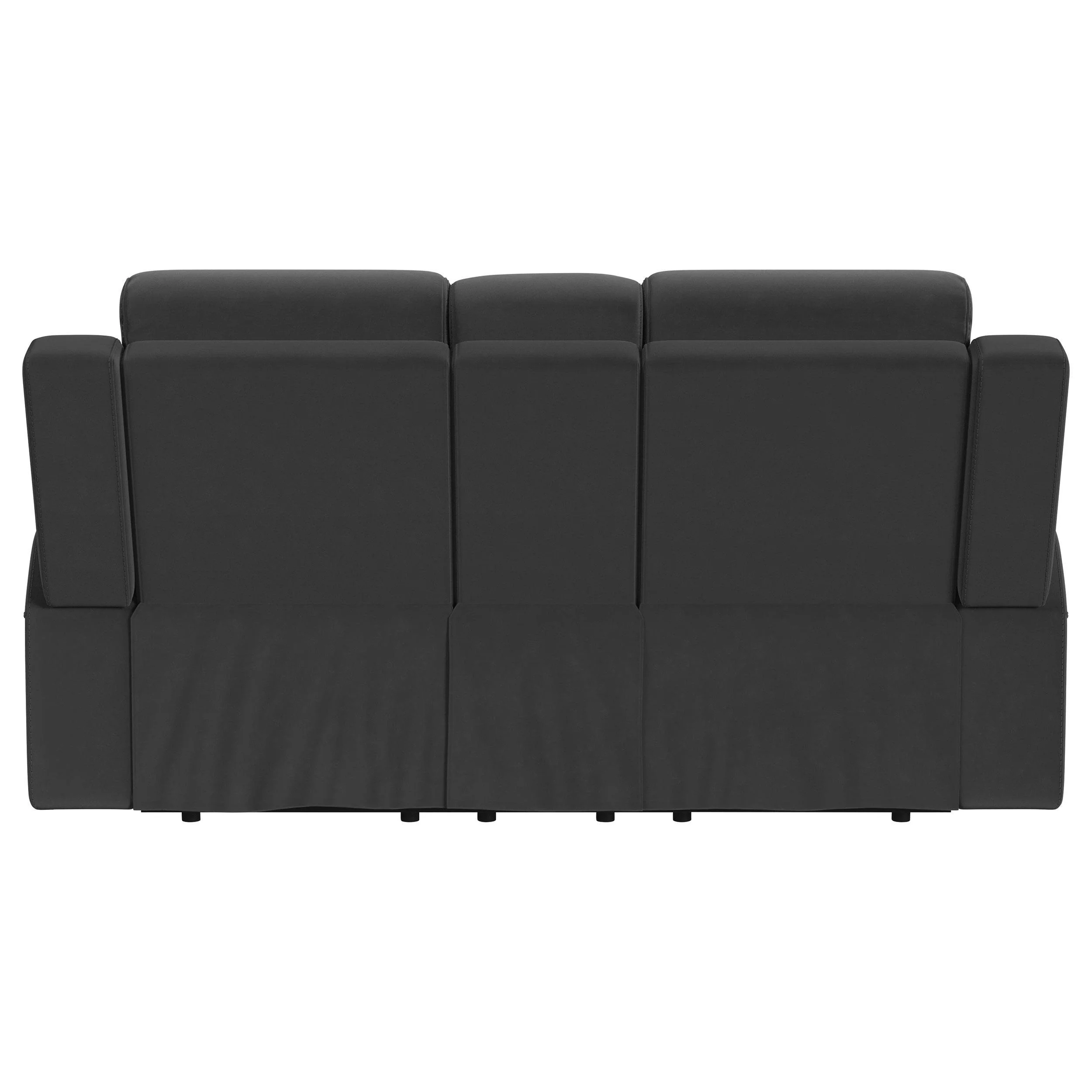 Brentwood Dark Charcoal Upholstered Motion Reclining Loveseat with Console - Image 6