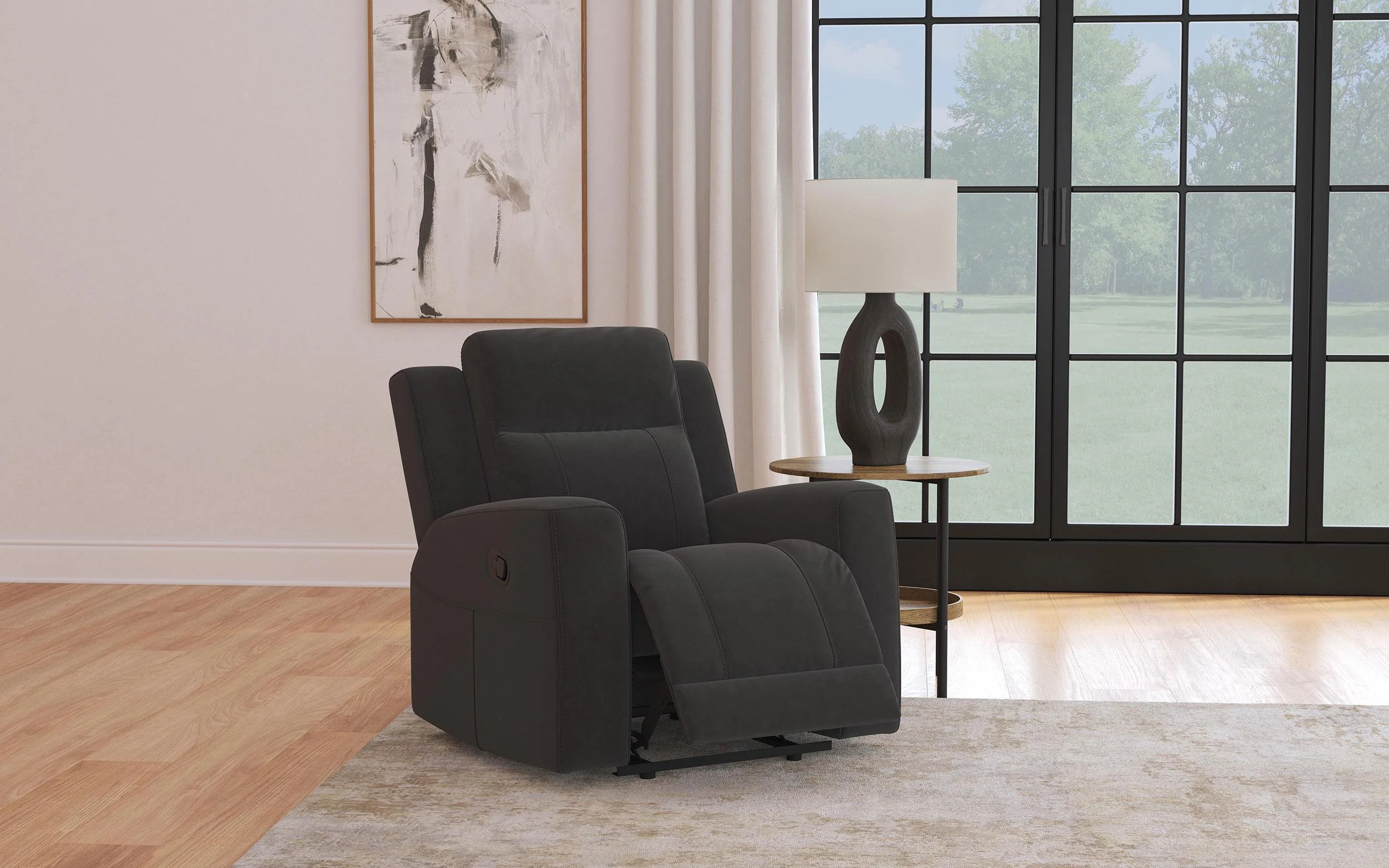 Brentwood Dark Charcoal Upholstered Recliner Chair