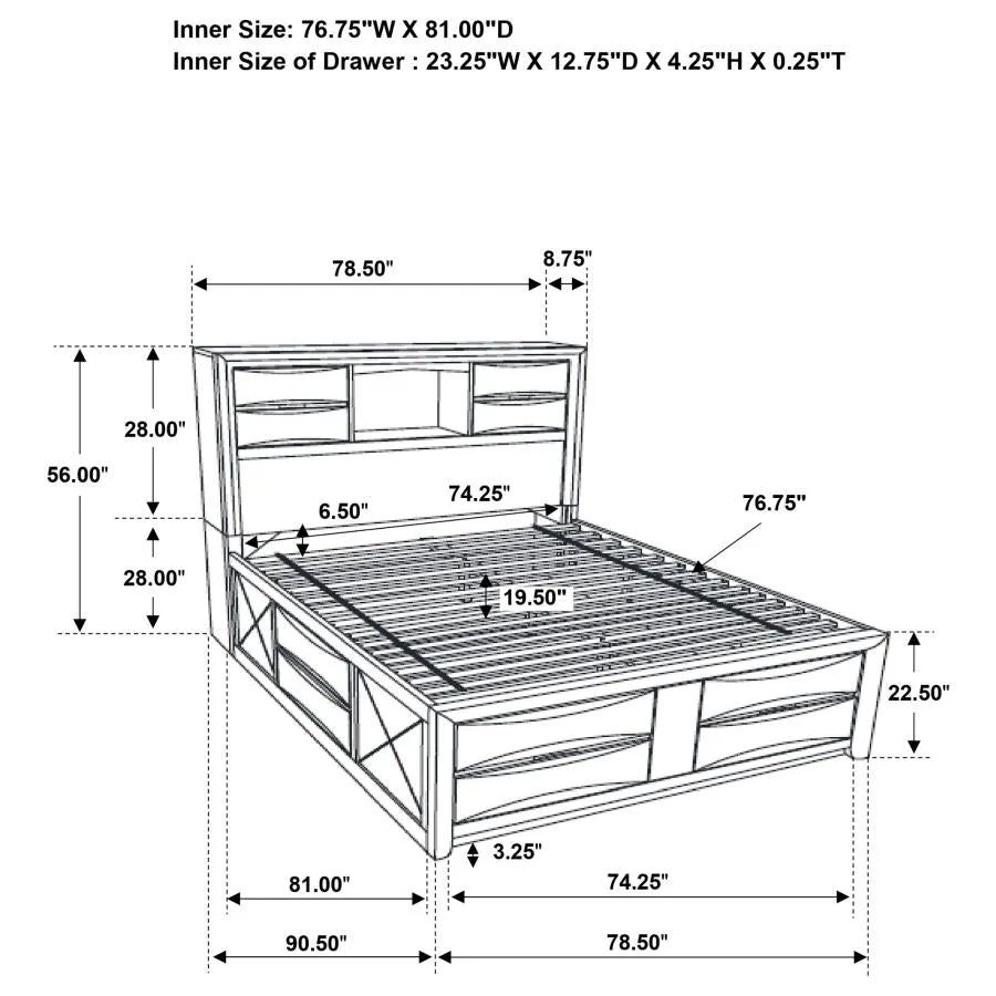 Briana Black 5-Piece Eastern King Storage Bedroom Set with Bookcase Headboard - Image 12