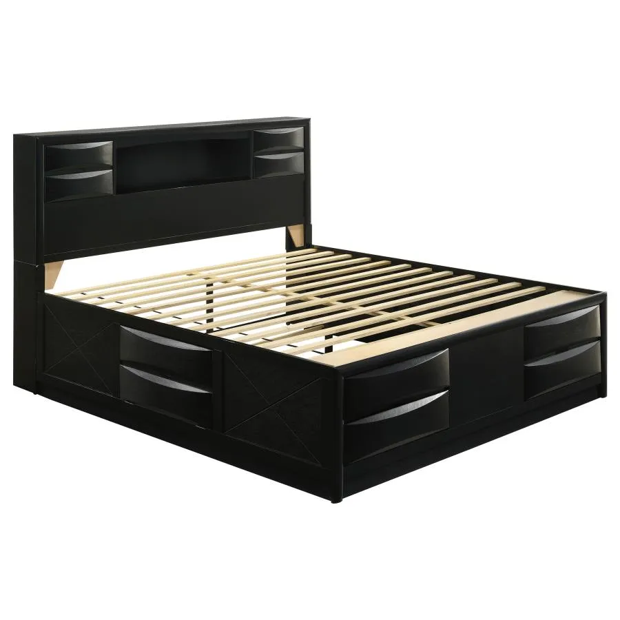 Briana Black 5-Piece Eastern King Storage Bedroom Set with Bookcase Headboard - Image 3