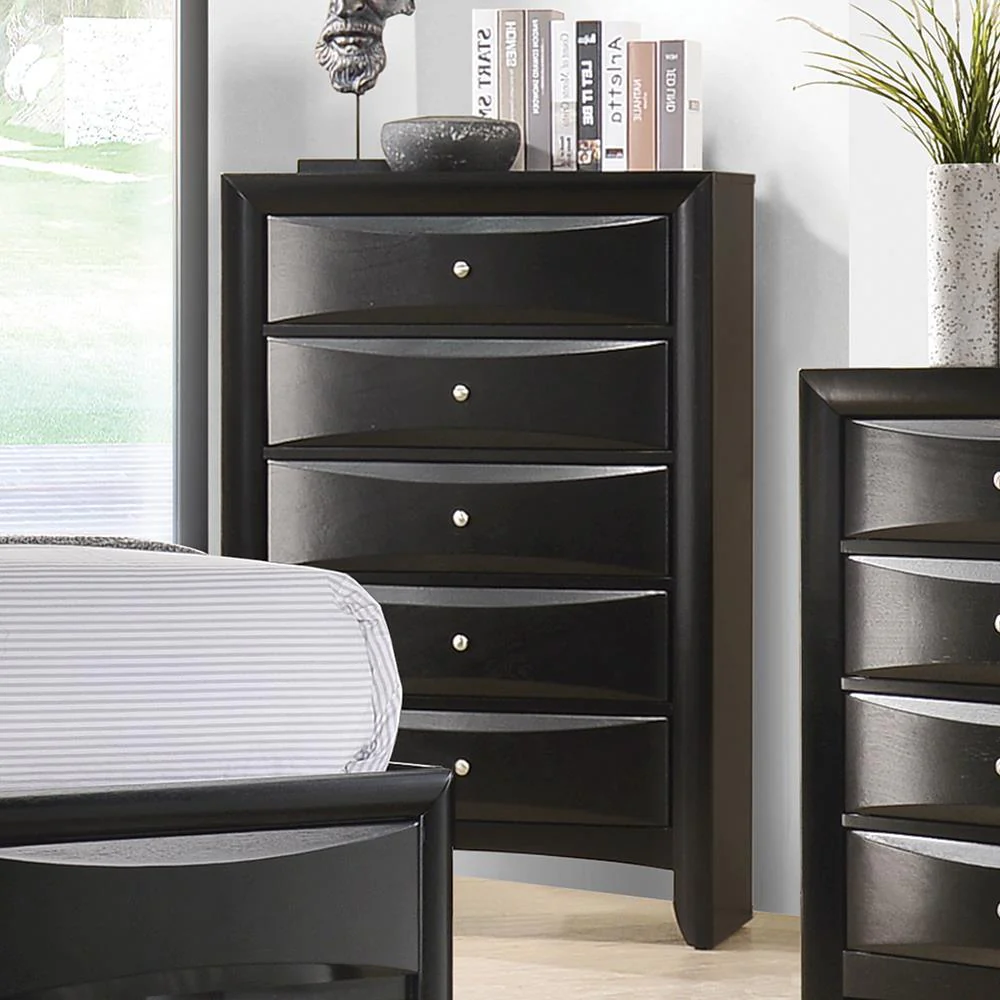 Briana Black Rectangular 5-Drawer Chest - Image 2