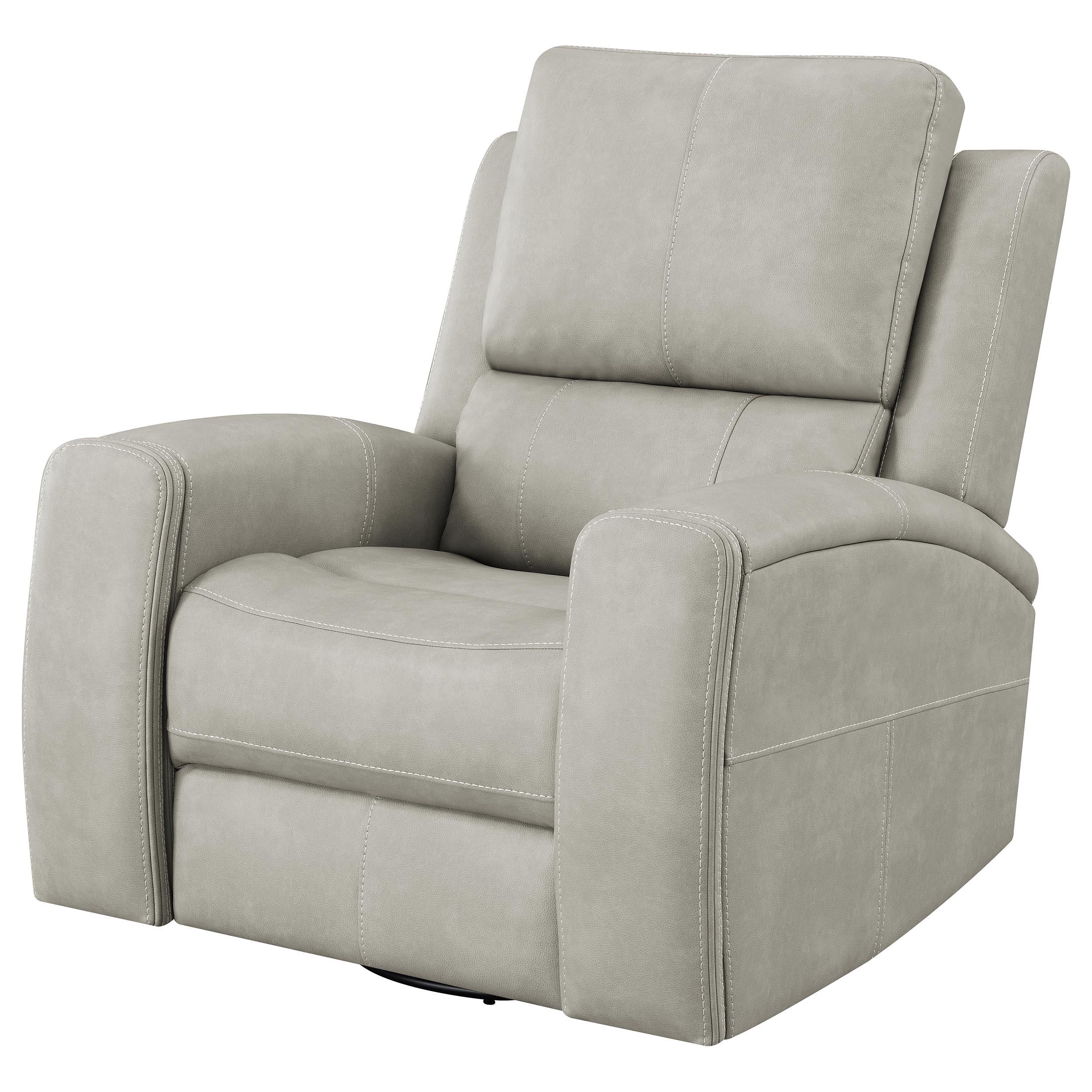 Brickston Gray Triple Power Swivel Glider Recliner - Image 3