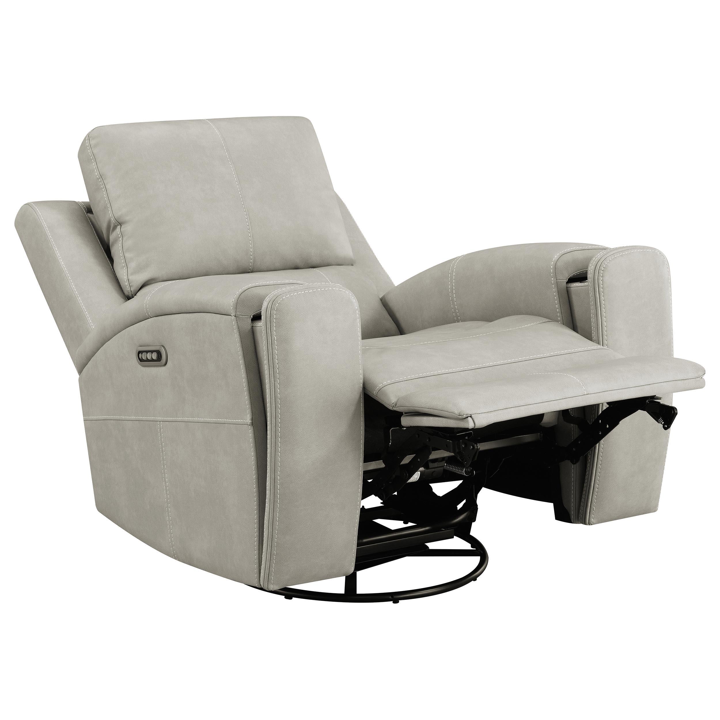 Brickston Gray Triple Power Swivel Glider Recliner - Image 5