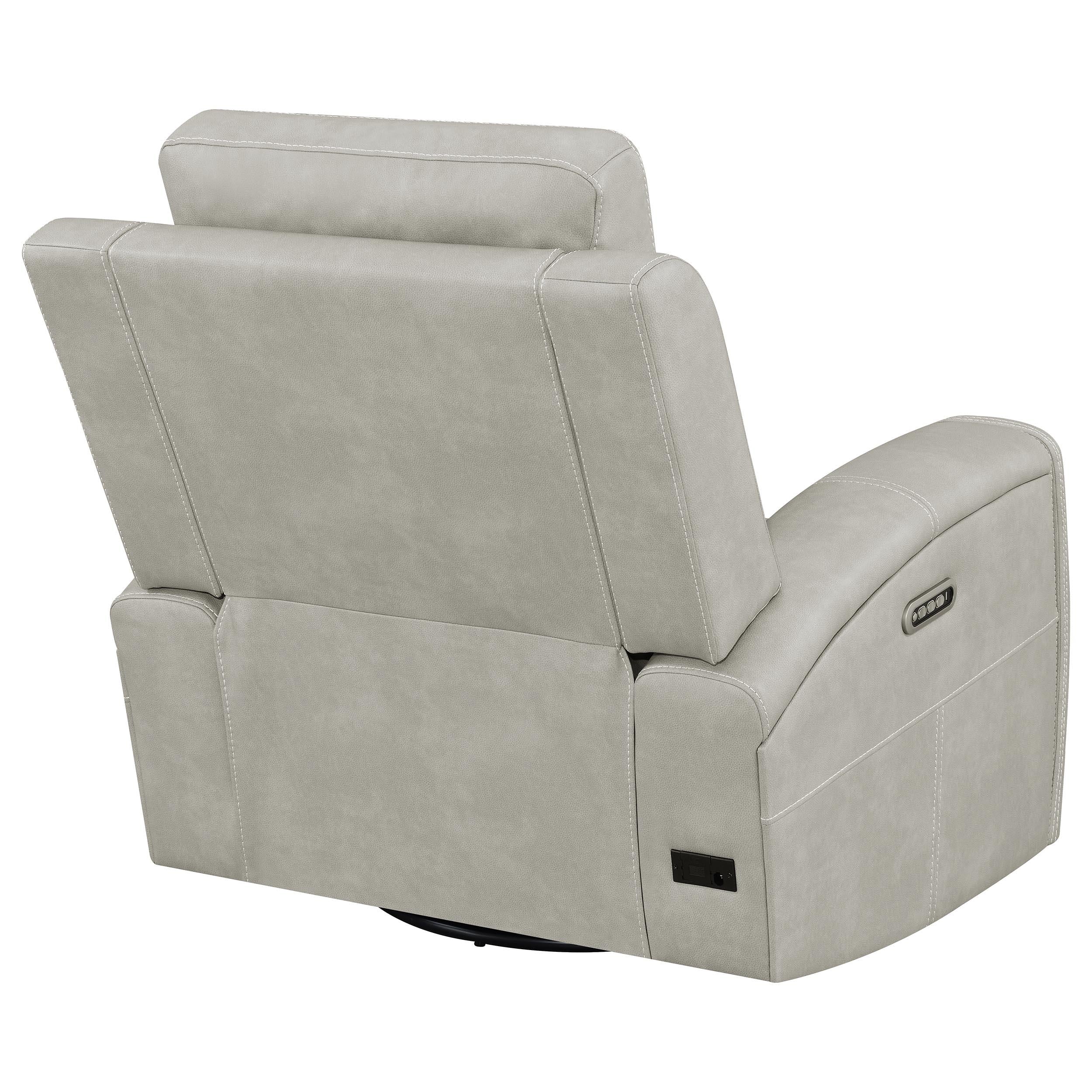 Brickston Gray Triple Power Swivel Glider Recliner - Image 7