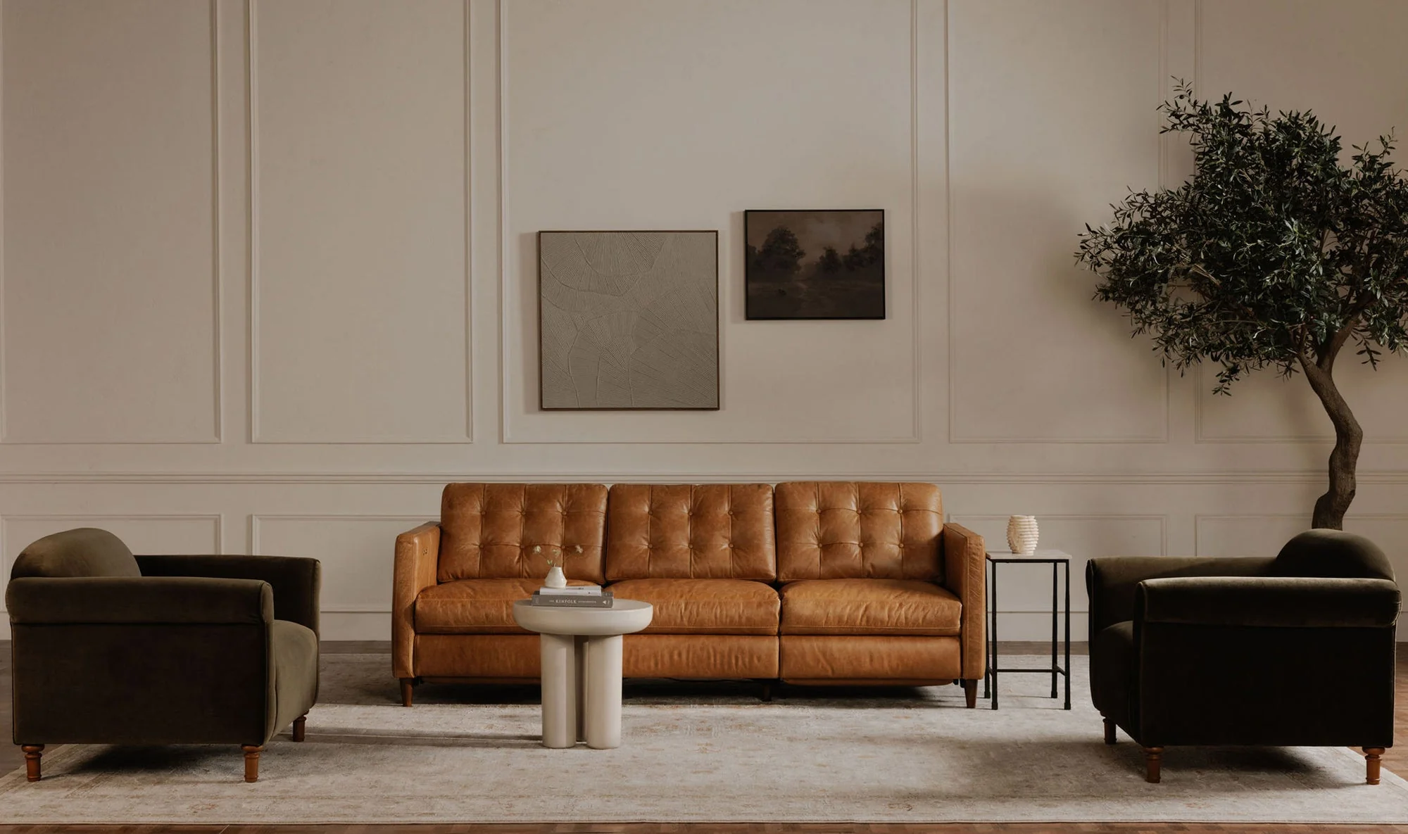Bridgers Power Recliner Sofa Tan Leather - Image 4