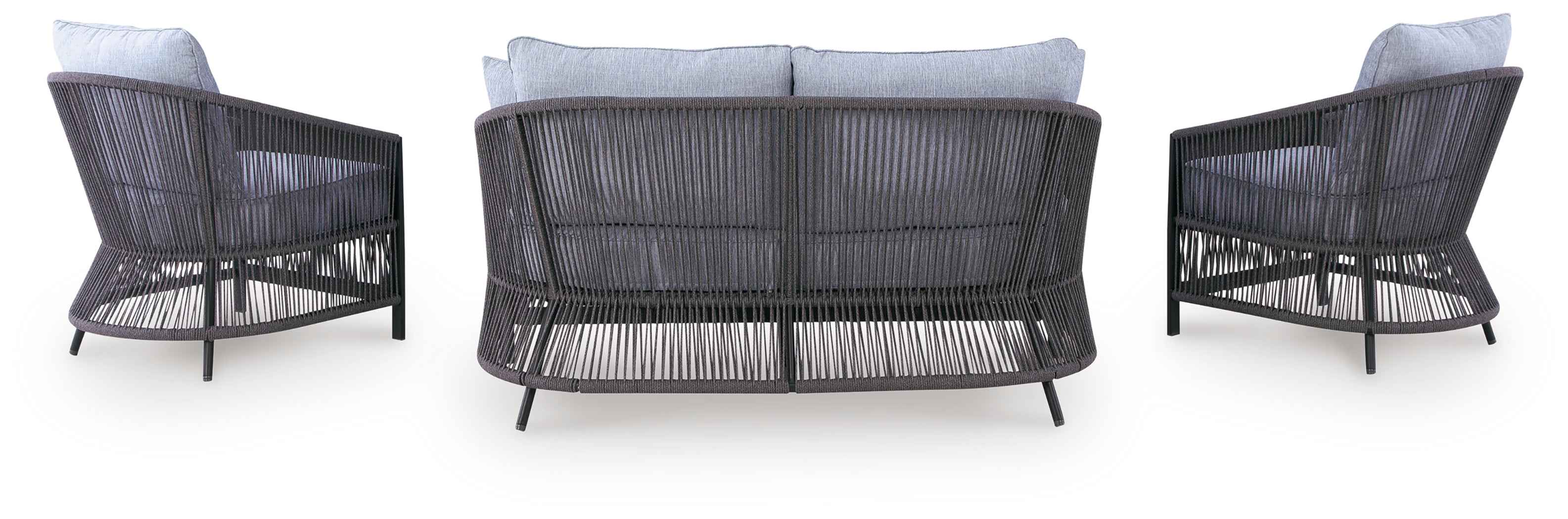 Bridges Beach Gray Outdoor Love/Chairs/Table Set (Set of 4) - Image 4