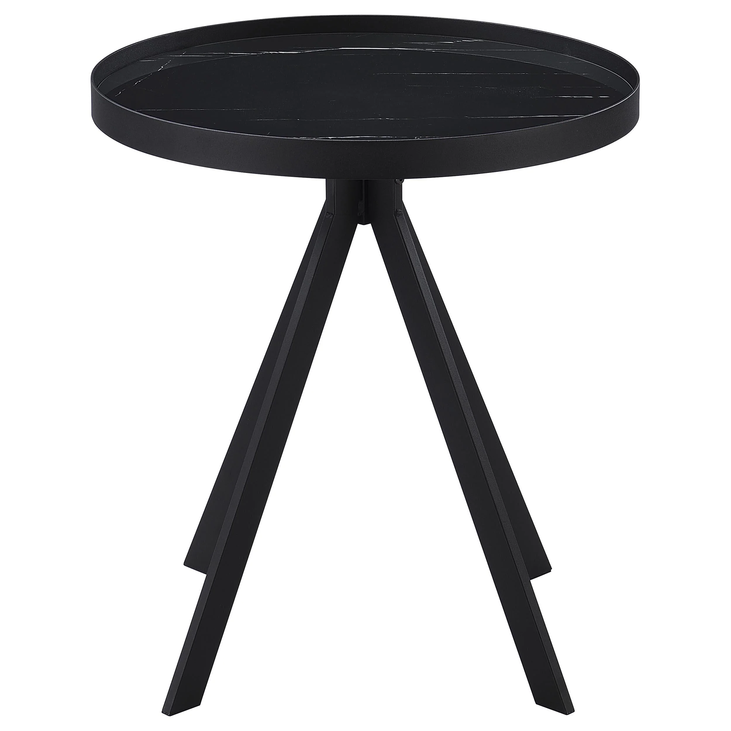 Briggs Black 2-Piece Round Coffee and End Table Set - Image 3