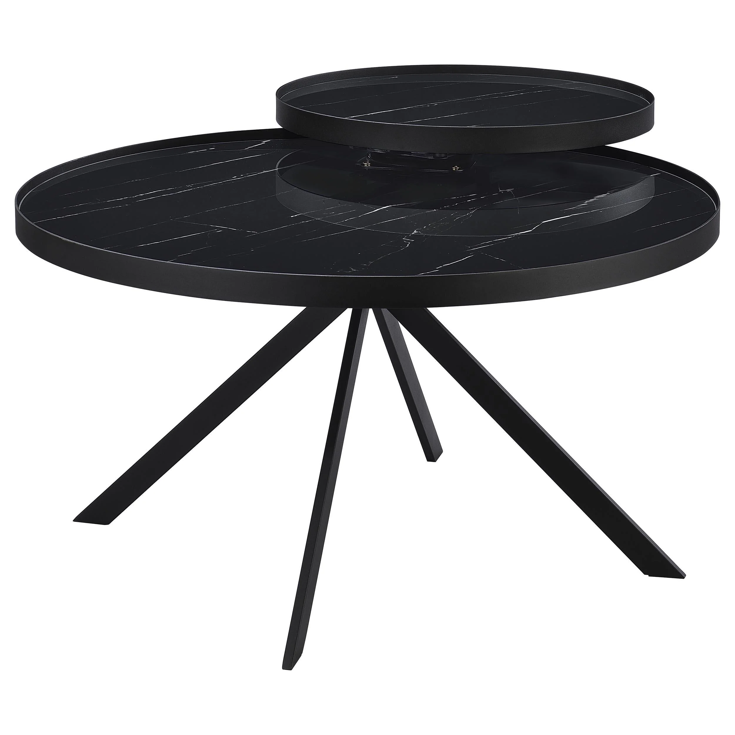 Briggs Black 2-Piece Round Coffee and End Table Set - Image 6