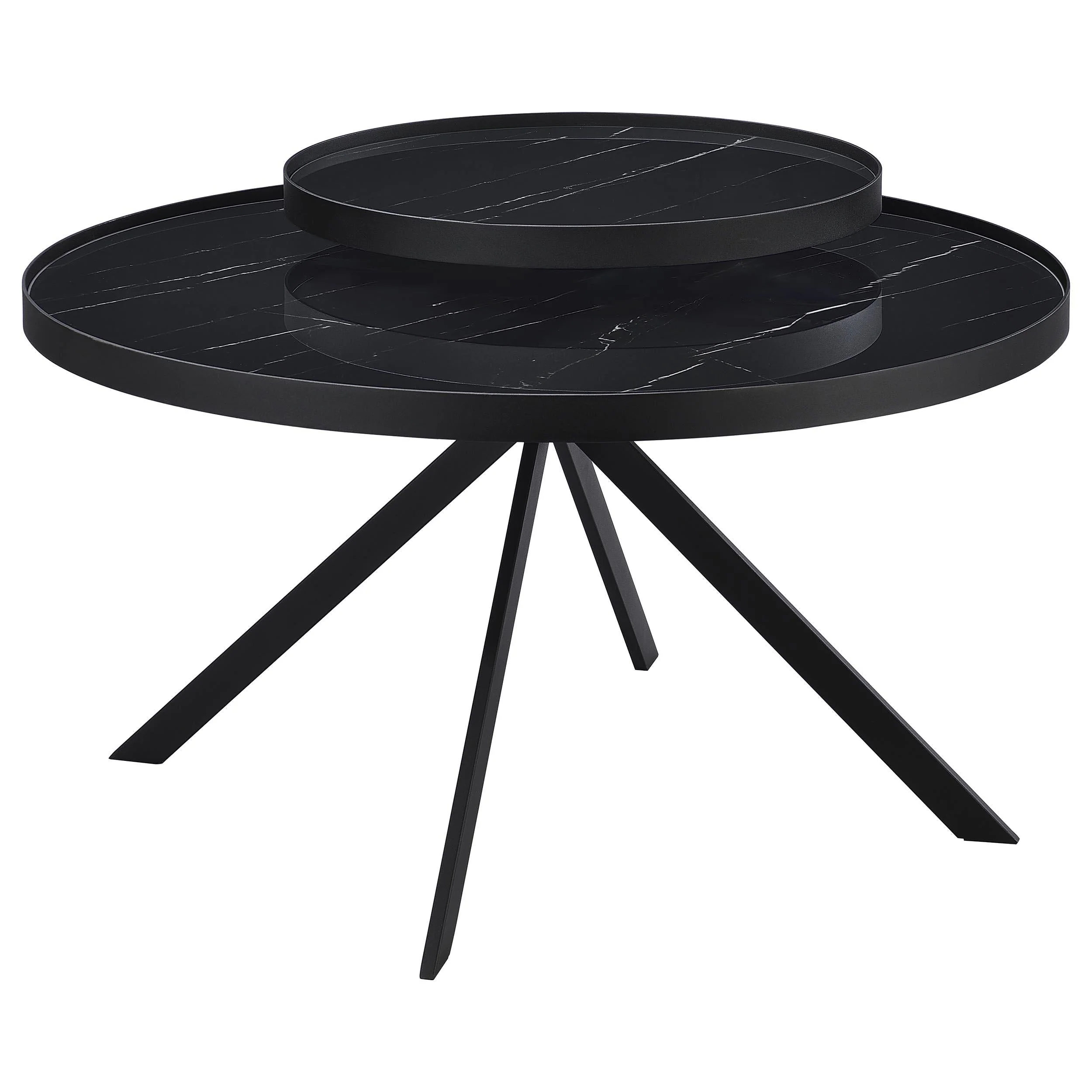 Briggs Black 2-Piece Round Coffee and End Table Set - Image 7