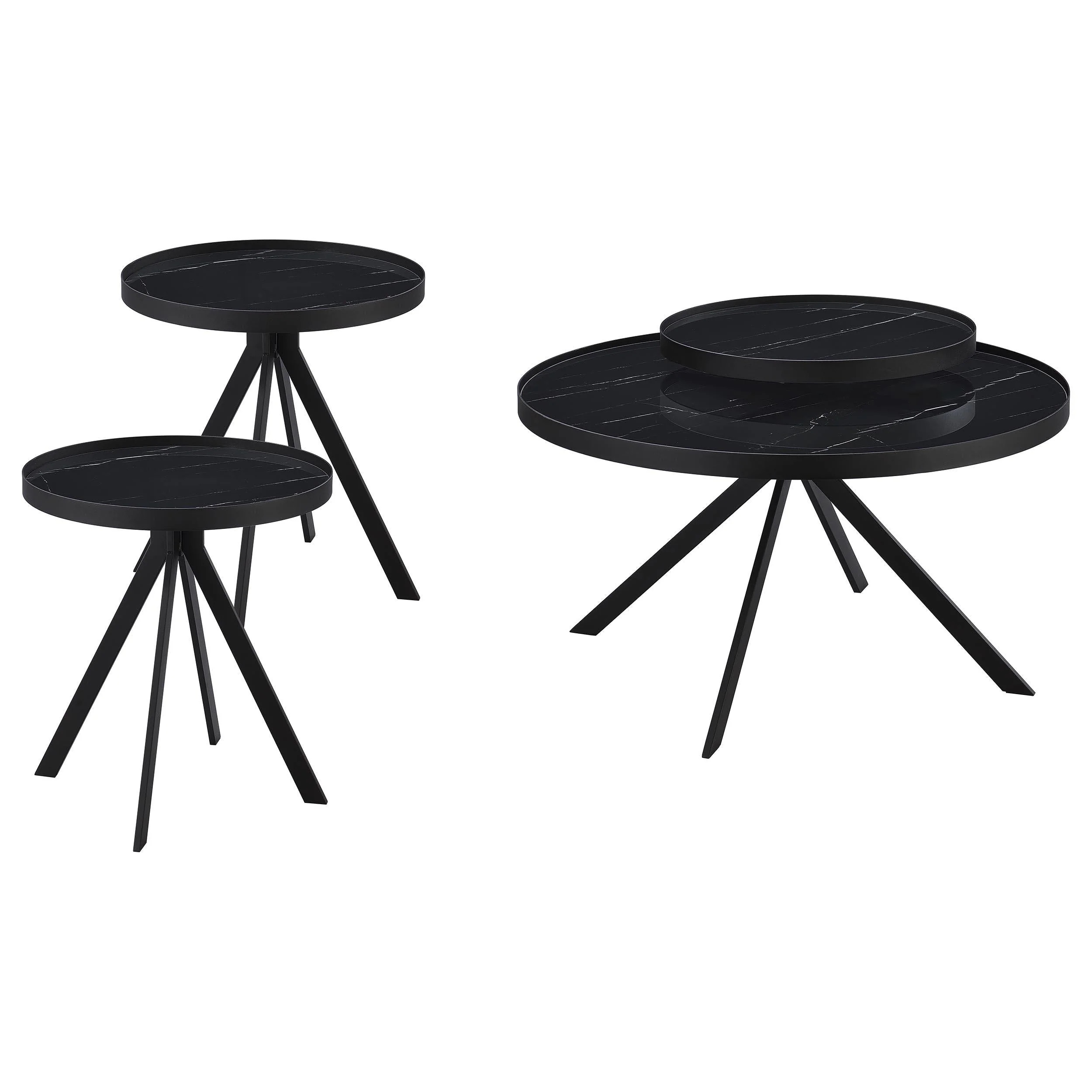 Briggs Black 3-Piece Round Coffee and End Table Set - Image 2