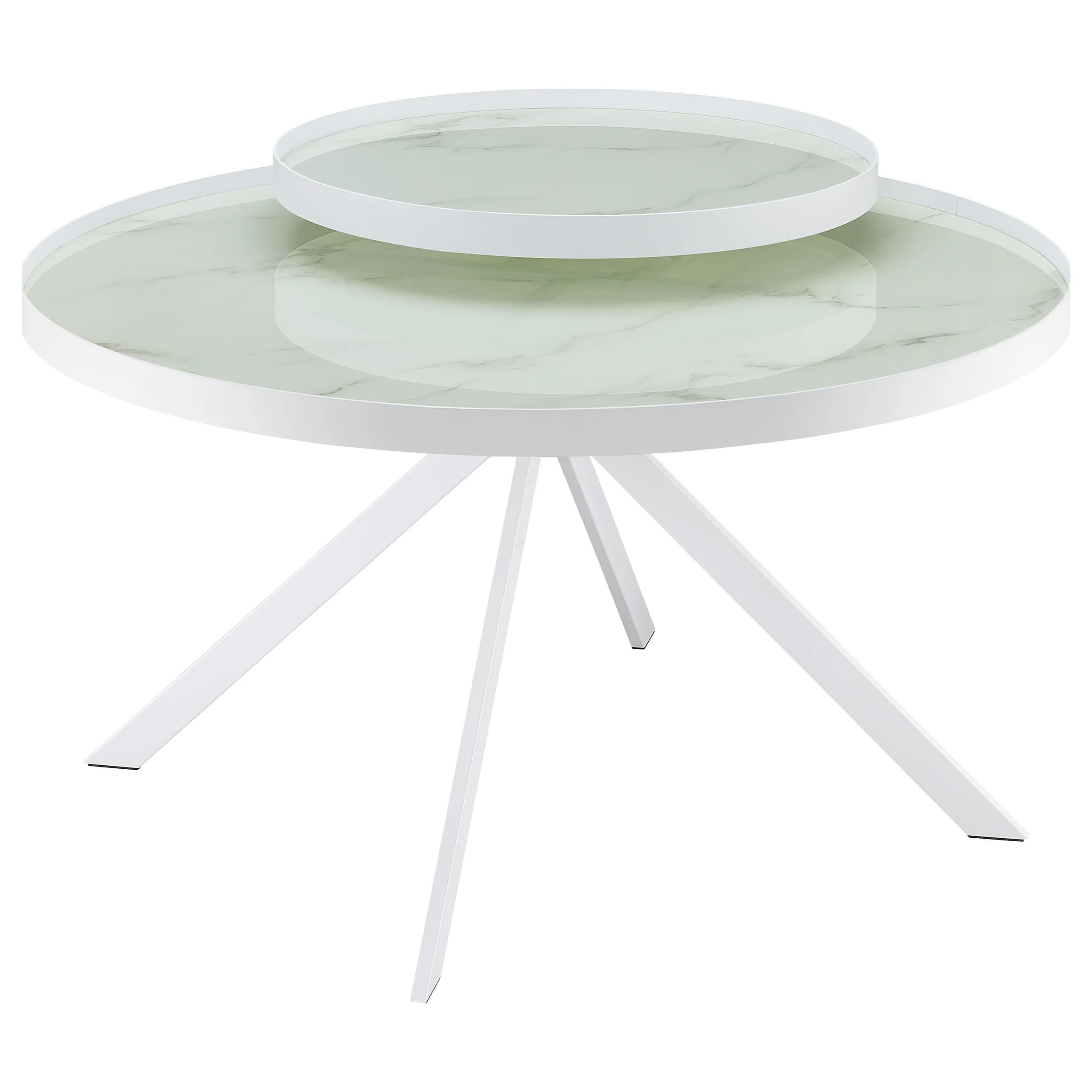 Briggs White 2-Piece Round Coffee and End Table Set - Image 6