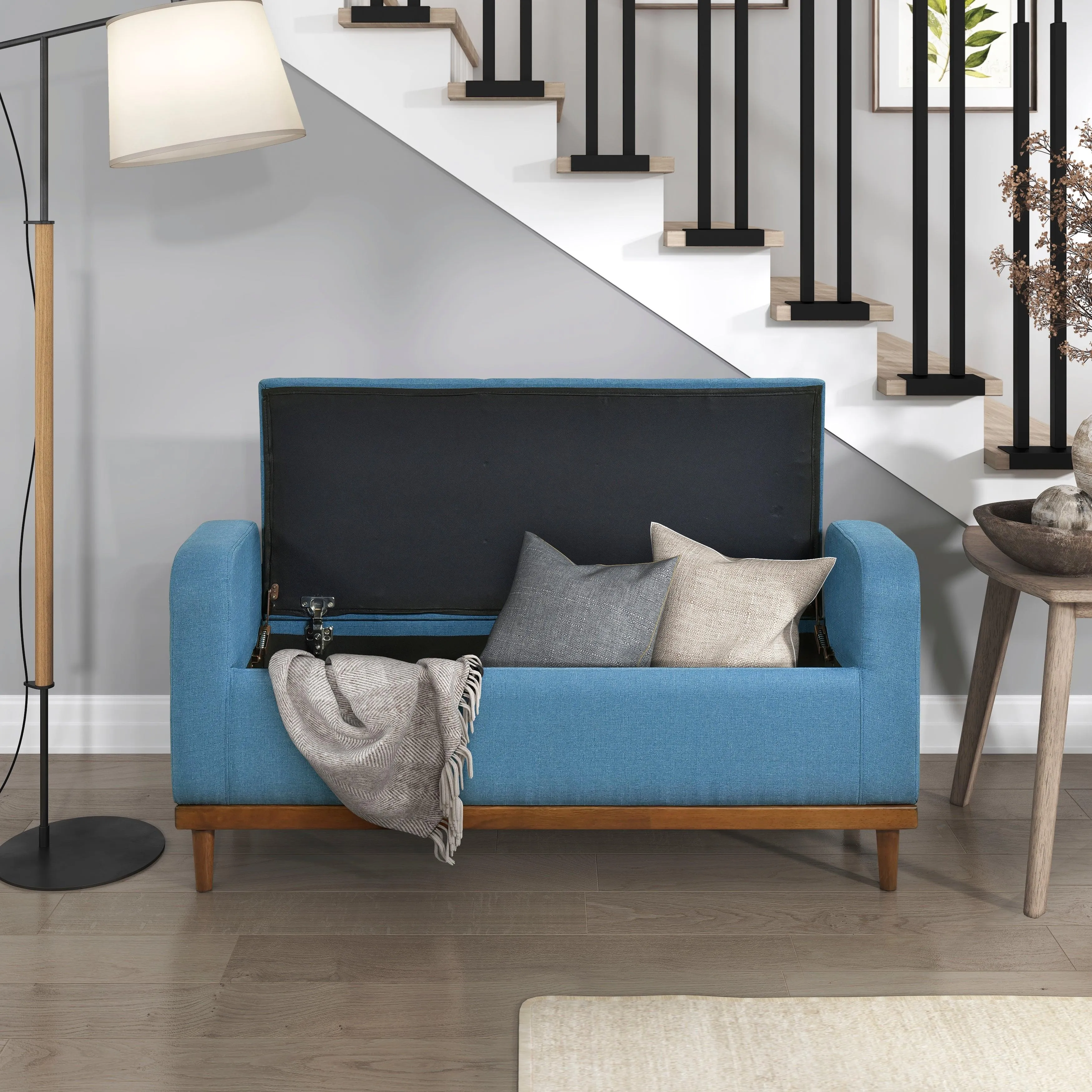 Brigitte Blue Lift Top Storage Bench - Image 2