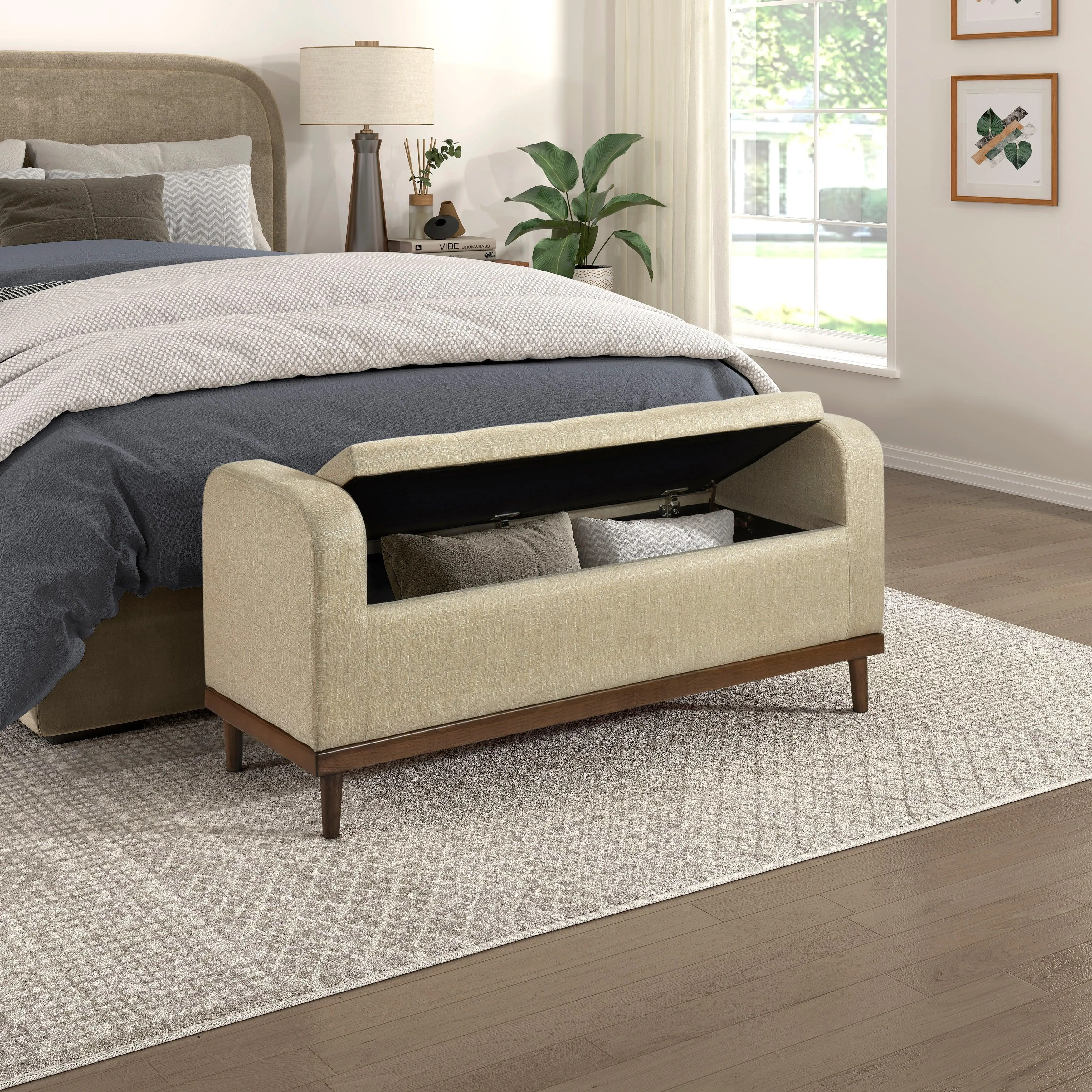 Brigitte Brown Lift Top Storage Bench - Image 2