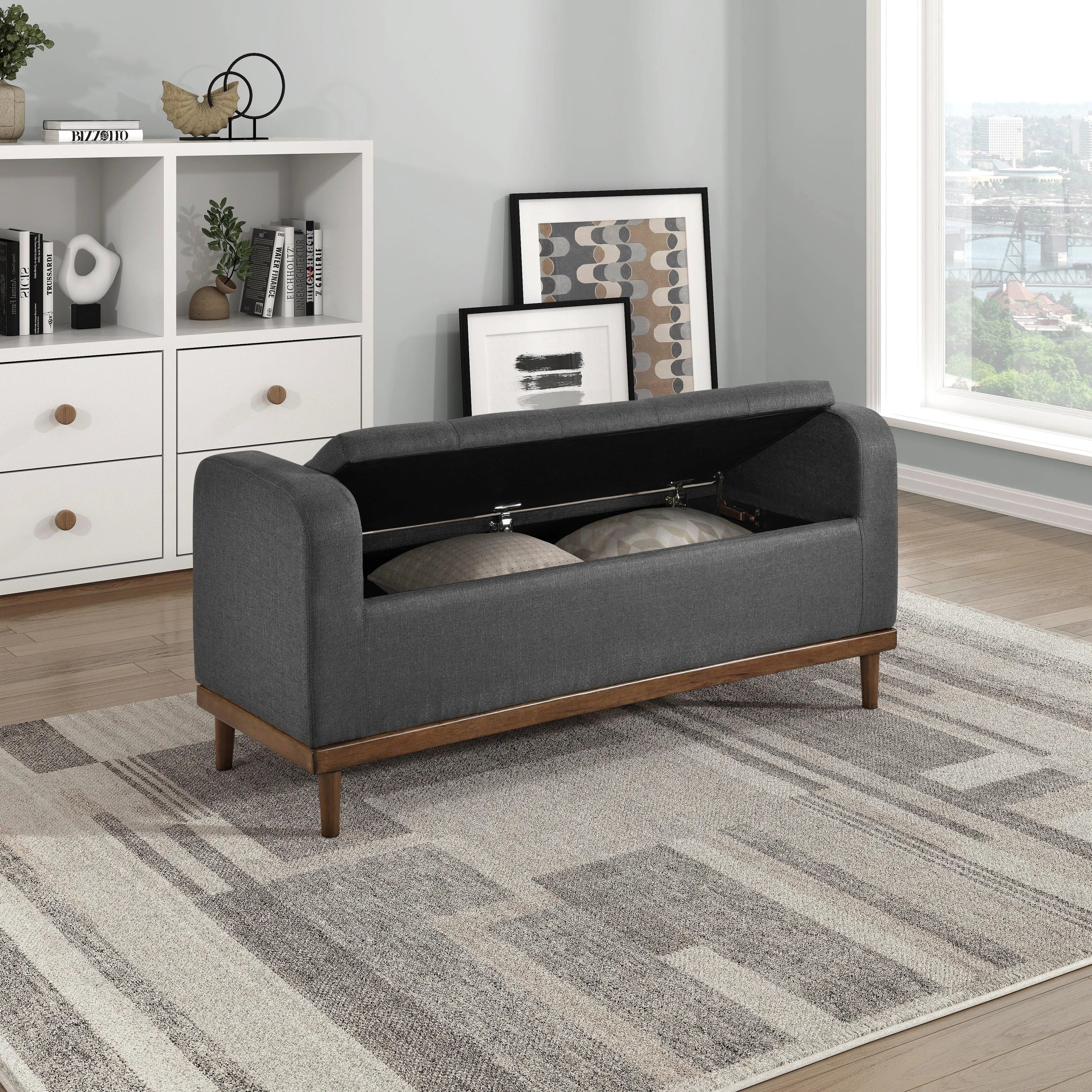 Brigitte Dark Gray Lift Top Storage Bench - Image 2