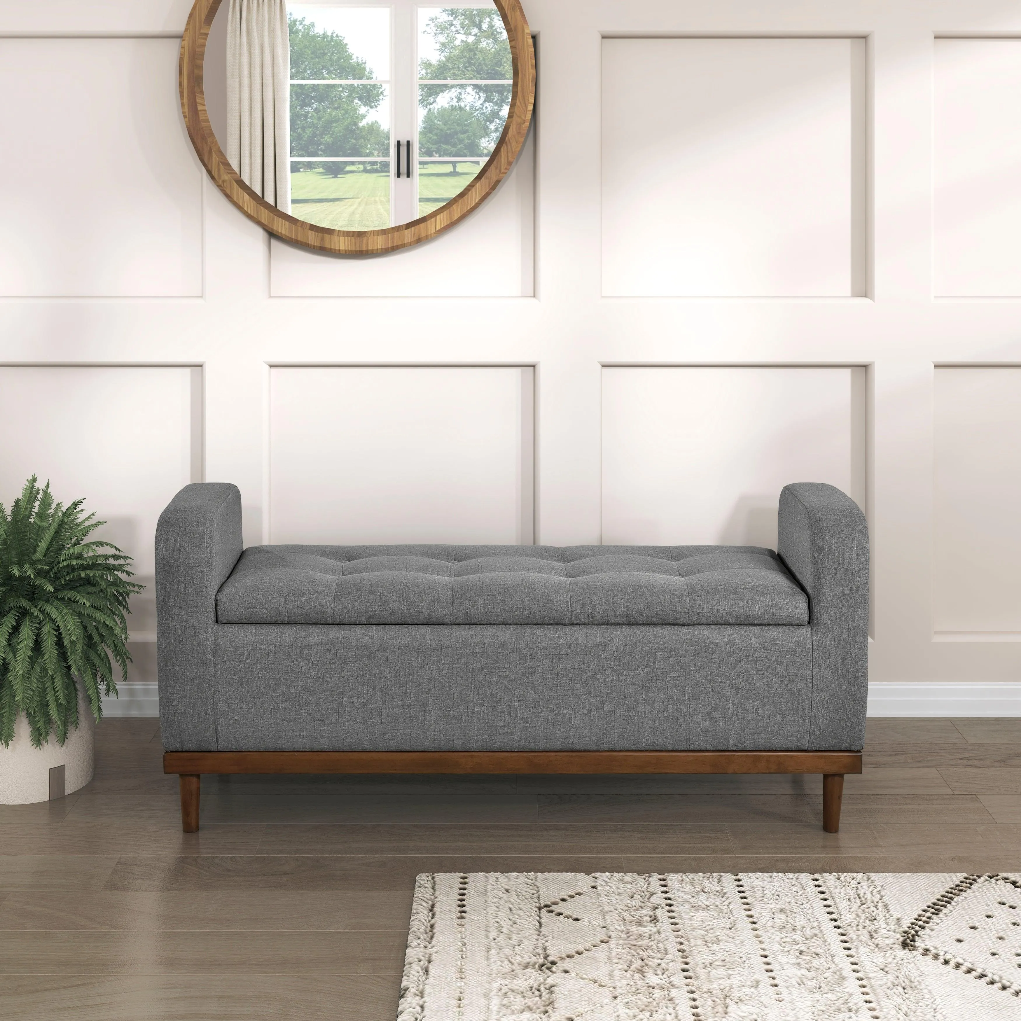 Brigitte Gray Lift Top Storage Bench - Image 6