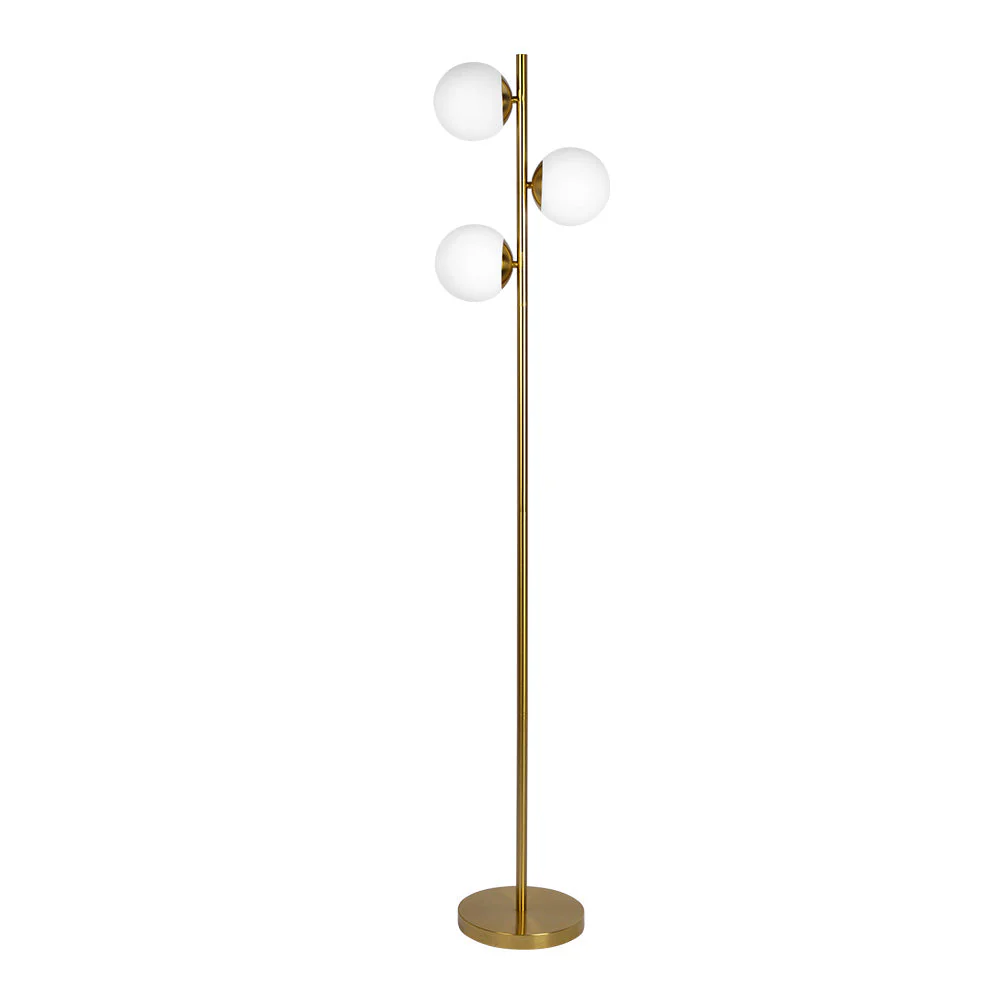 Brilliance Modern Gold Brush Floor Lamp, Opal Glass Shades and Round Metal Base - Image 6